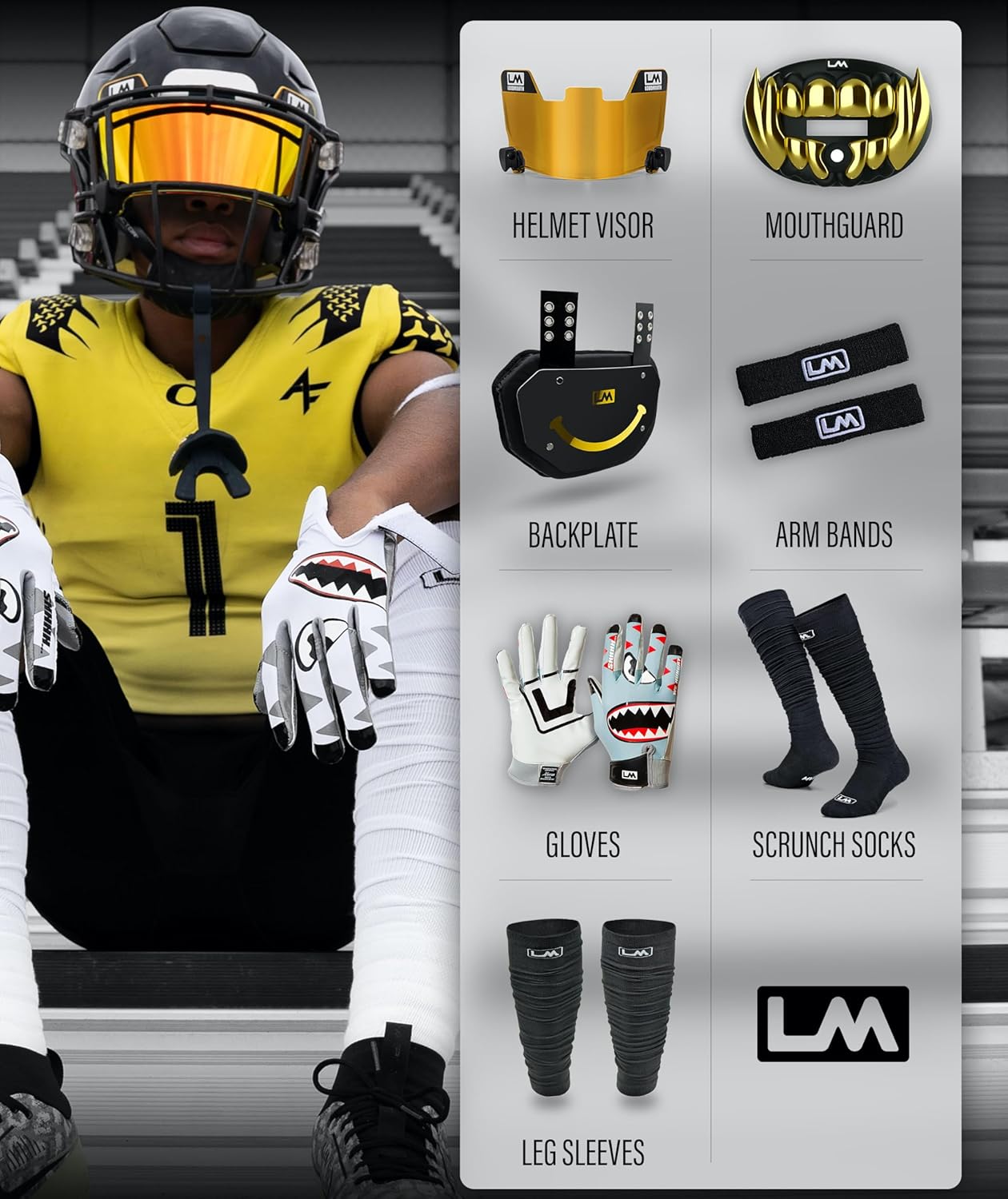 Loudmouth – Protector bucal de fútbol, boquilla de fútbol 3D cromada, se adapta a adultos y jóvenes, accesorios de fútbol (Grillz 3D, cromo