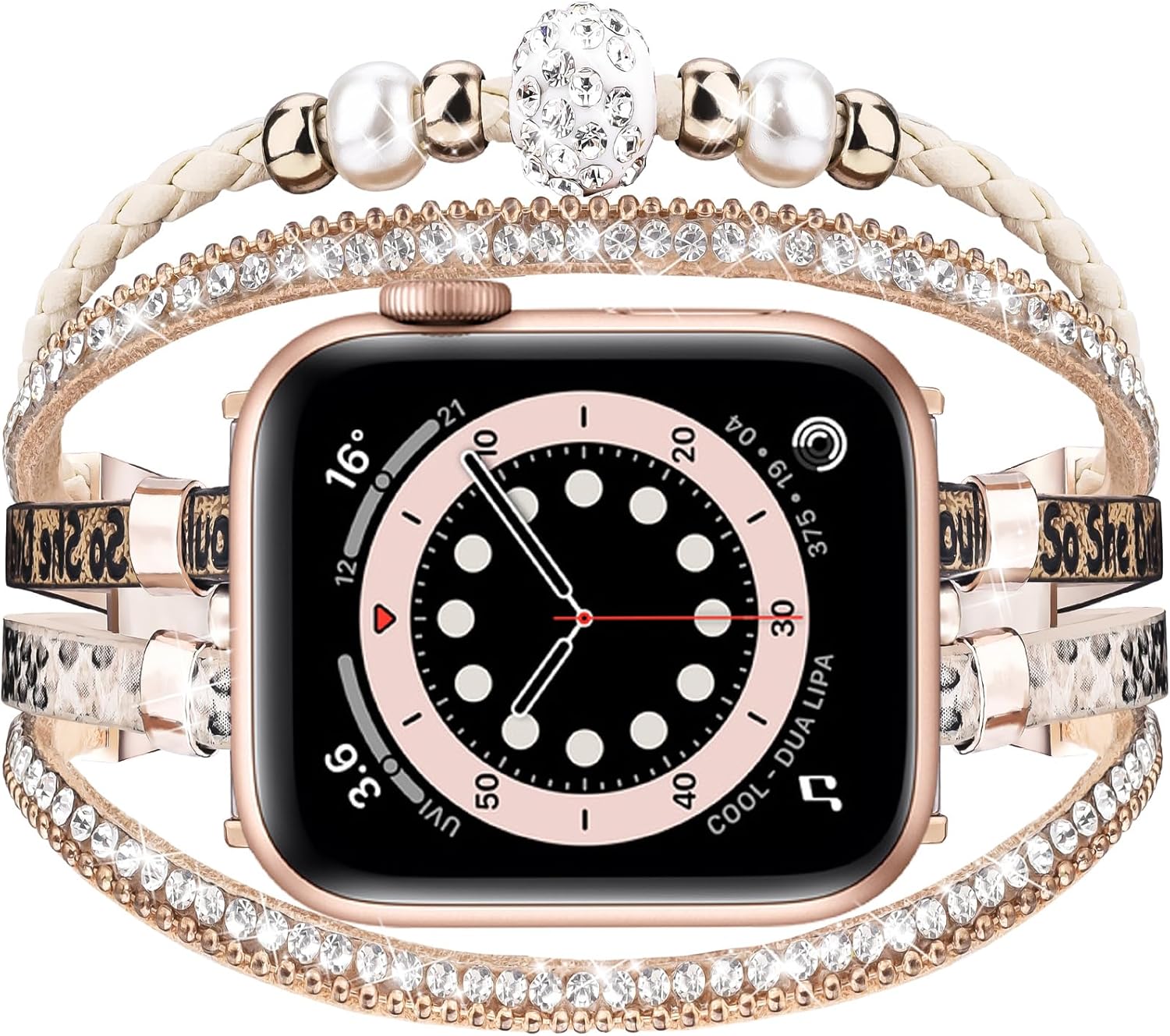 MOFREE Pulsera de cuero bohemio compatible con Apple Watch Band de 1.654 pulgadas, 1.732 pulgadas, 1.772 pulgadas, 1.772 pulgadas para mujer,