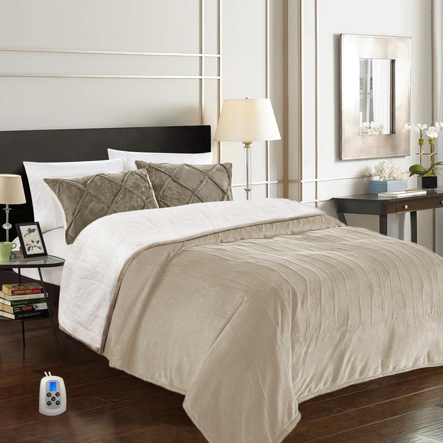 Mantas eléctricas de tamaño individual para cama, 84 x 90 pulgadas, tela de felpa suave, múltiples ajustes de calor, seguridad de 10 horas de