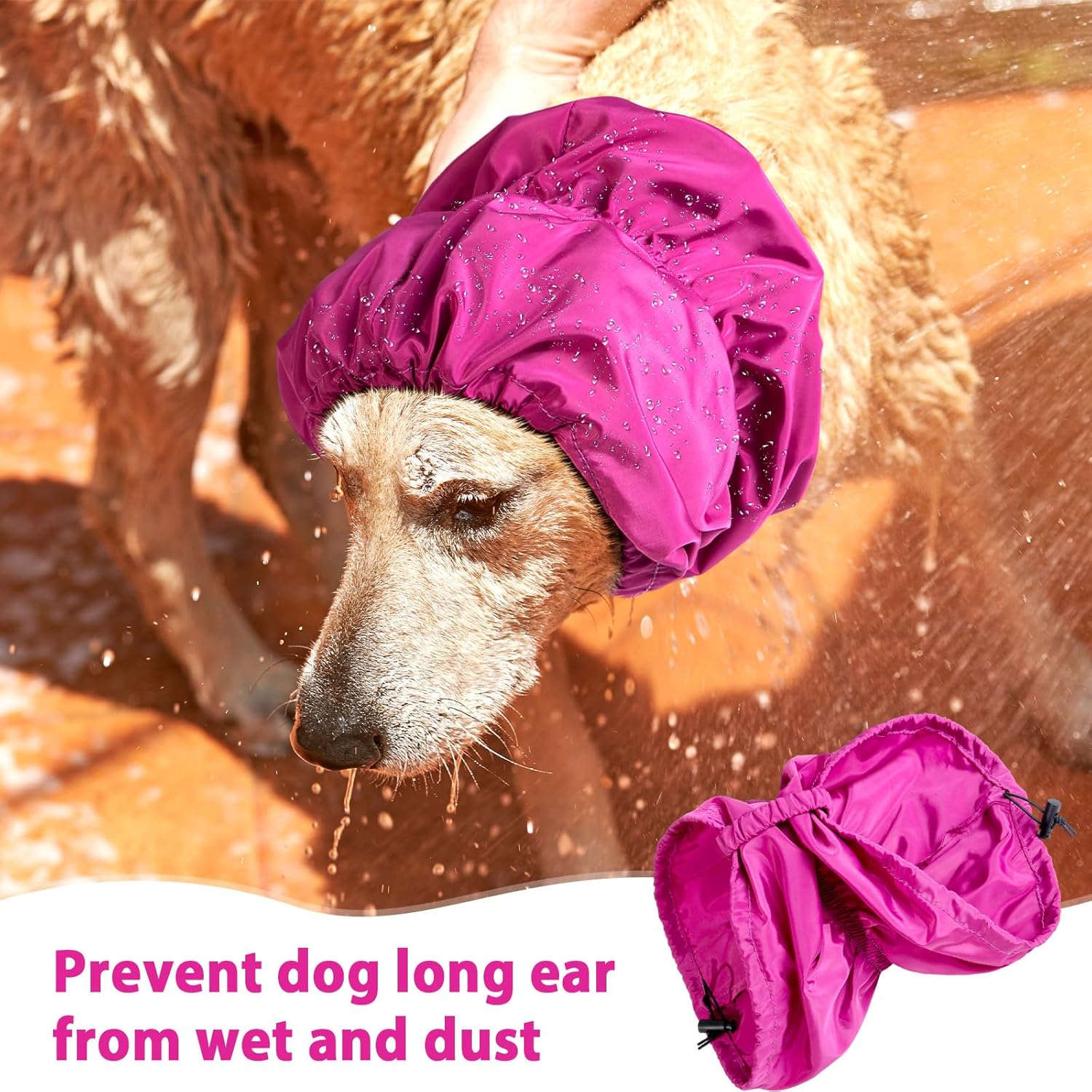 Gorro de ducha impermeable para perro, 2 unidades, de 11.81 pulgadas, gorro de baño para perro con correa ajustable, para baño, perro, lluvia,