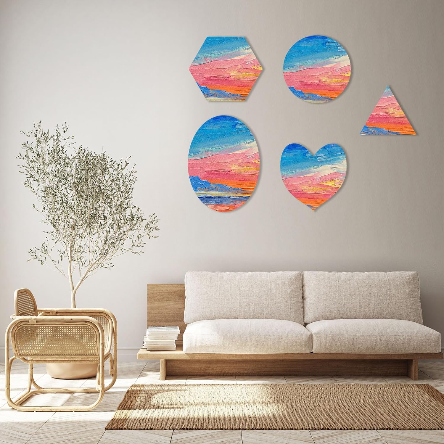 PATIKIL Tablero de lienzo ovalado de 11.8 x 7.9 pulgadas para pintar, 2 paneles estirados en blanco para óleo, acrílico en forma de círculo,