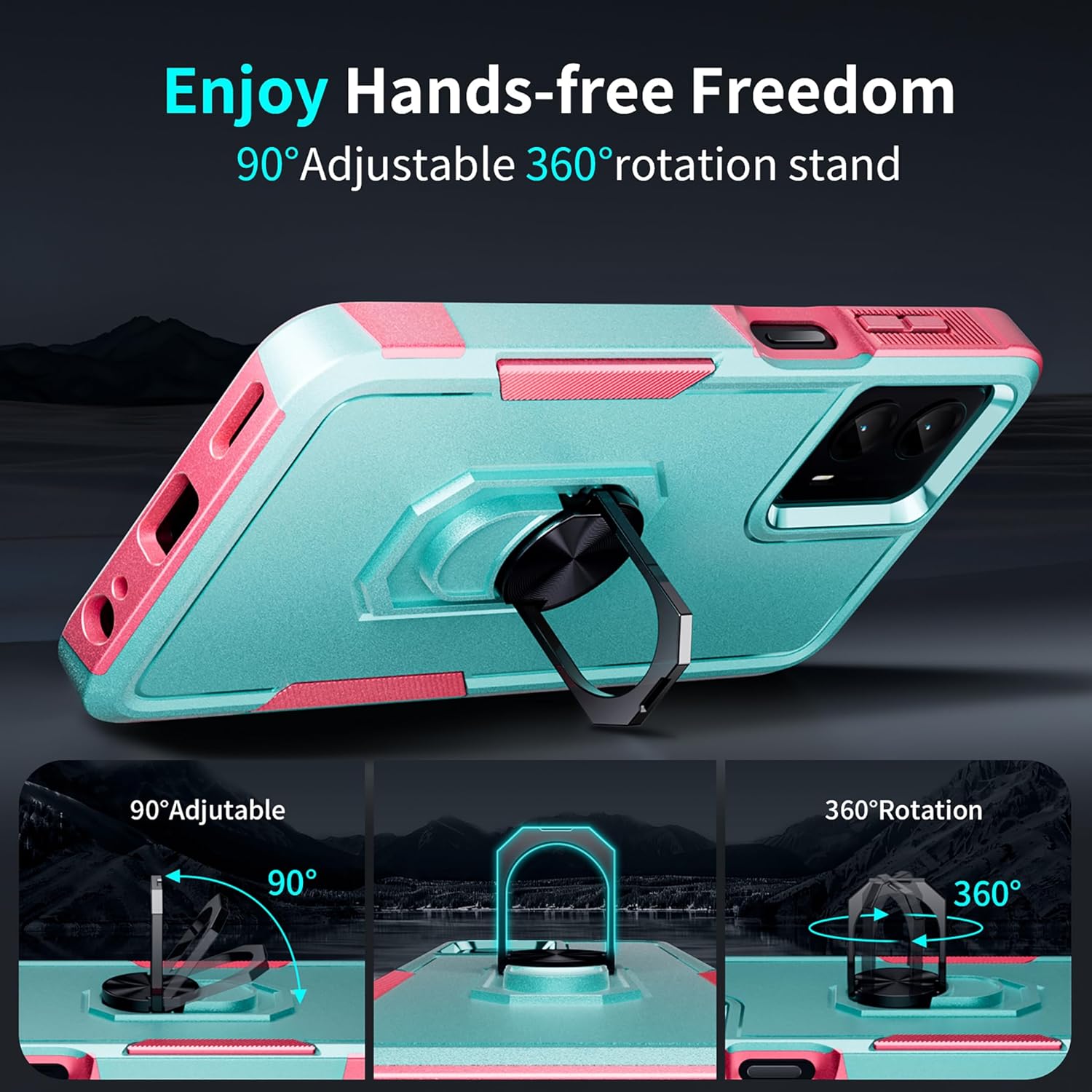 LUTTY Funda diseñada para Motorola Moto G 5G 2023, Moto G Power 5G 2023, con soporte de anillo giratorio de 360 y protector de pantalla, parte