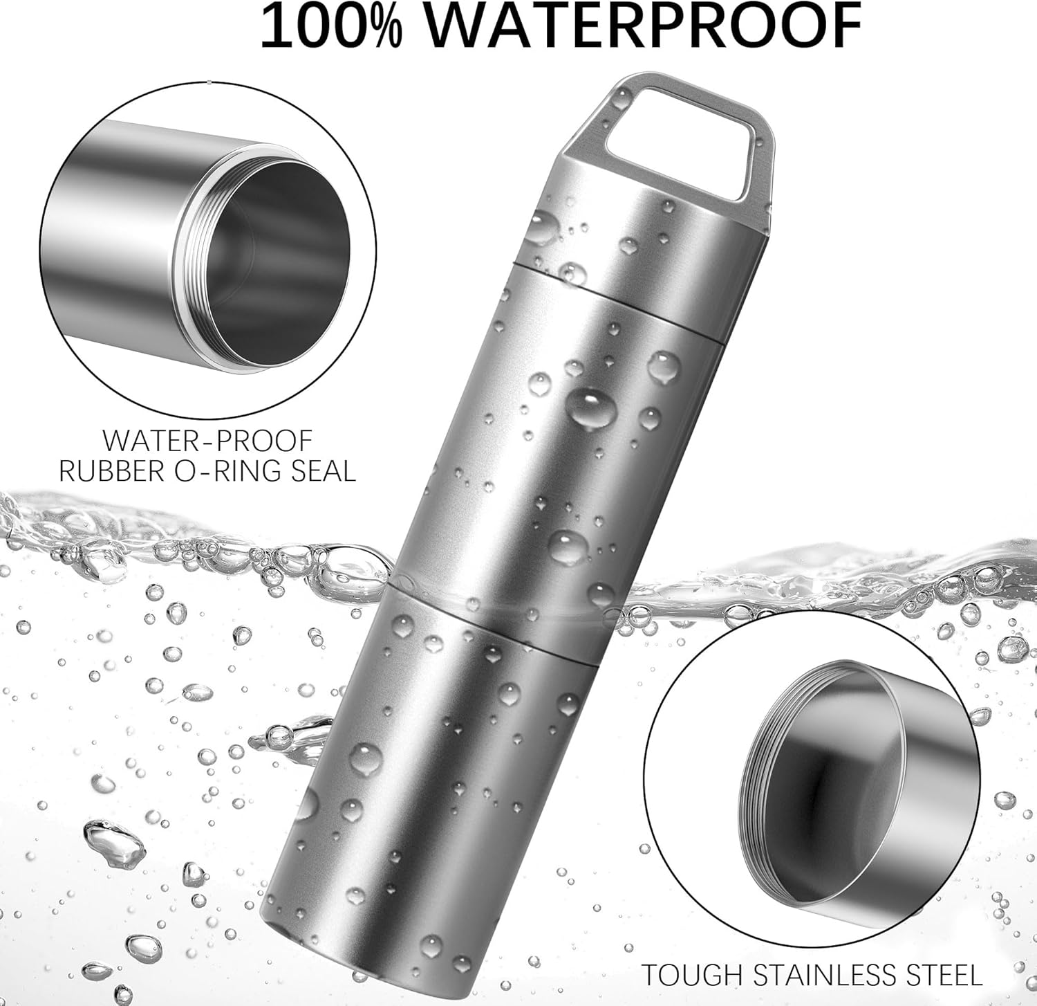 Pastillero pequeño (diseño de 2 compartimentos), llavero portátil de metal para pastilleros, contenedor impermeable para pastilleros, mini