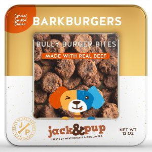 Jack&Pup Bark Burgers Bites Dog Gifts Holiday, Adoption, Dog Birthday Treats in Classy Tin Jerky Dog Treats (Bully Burger Bites – 12oz Bites) Jack&Pup Bark Burgers Bites Dog Gifts Holiday, Adoption, Dog Birthday Treats in Classy Tin Jerky Dog Treats (Bully Burger Bites – 12oz Bites)