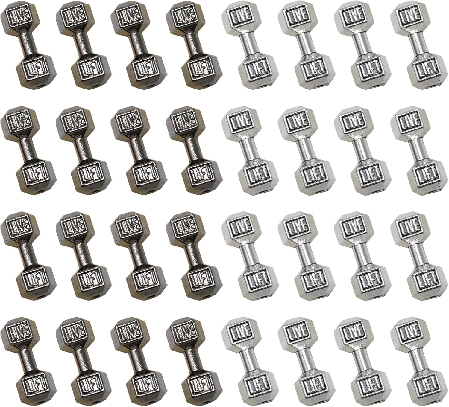 Honbay 50 dijes de aleación para mancuernas colgantes, mini, equipo de fitness, cuentas espaciadoras para aretes, collares, pulseras, llaveros,