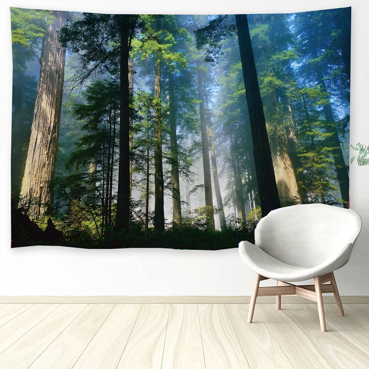 FENDROM Tapiz de paisaje de la naturaleza del bosque, tapiz de sol a través del árbol, tapices para colgar en la pared, luz del sol, paisaje de