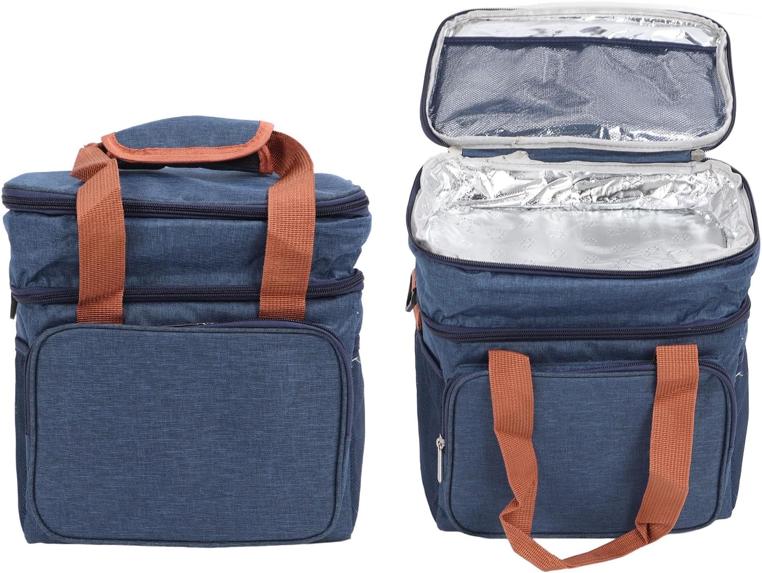 TOPINCN Bolsa de almuerzo a prueba de fugas, bolsa de almuerzo con 2 cubiertas, gran capacidad, impermeable, a prueba de fugas, 2 vías, con