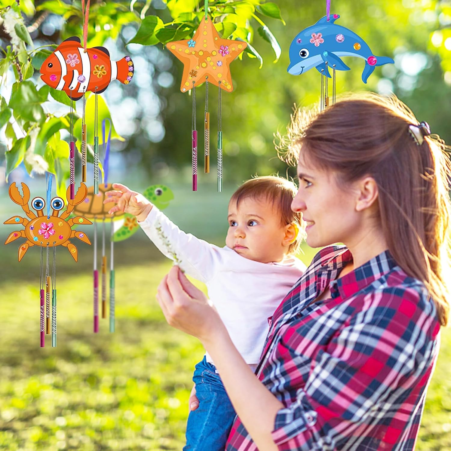 Artes y manualidades para niños, campanilla de viento para niños, kit de campanilla de viento para niñas, niños, artes y manualidades de madera para