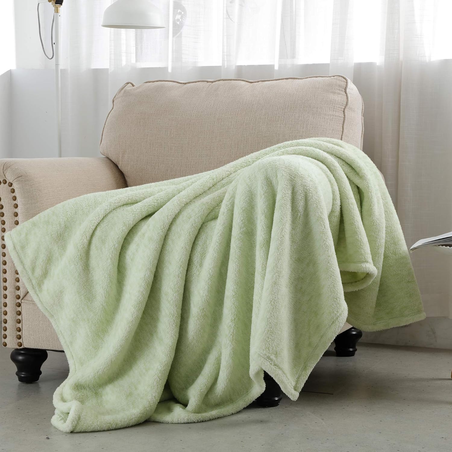 SOCHOW – Manta de forro polar de sherpa para todas las estaciones, es ligera, mullida, cálida y súper suave para cama, sofá y sillón