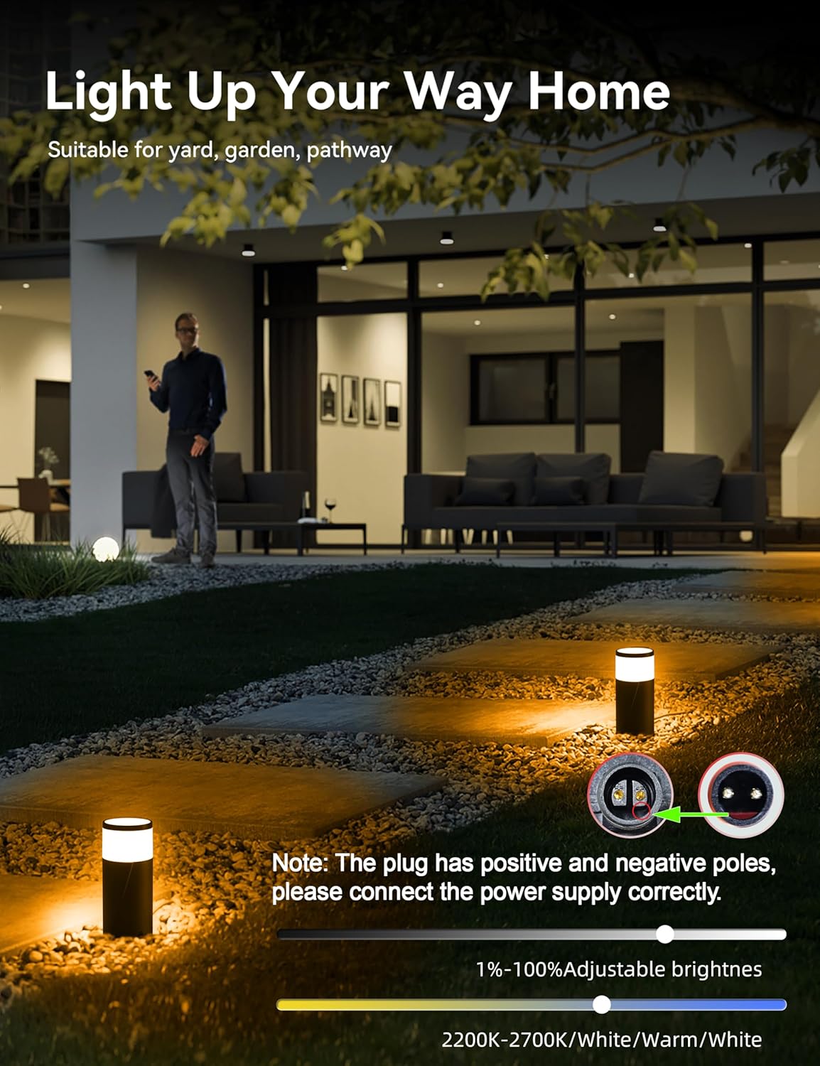 Luces de camino al aire libre 500LM, iluminación de paisaje de bajo voltaje, aplicación inteligente y control Alexa, IP67 impermeable, luces de