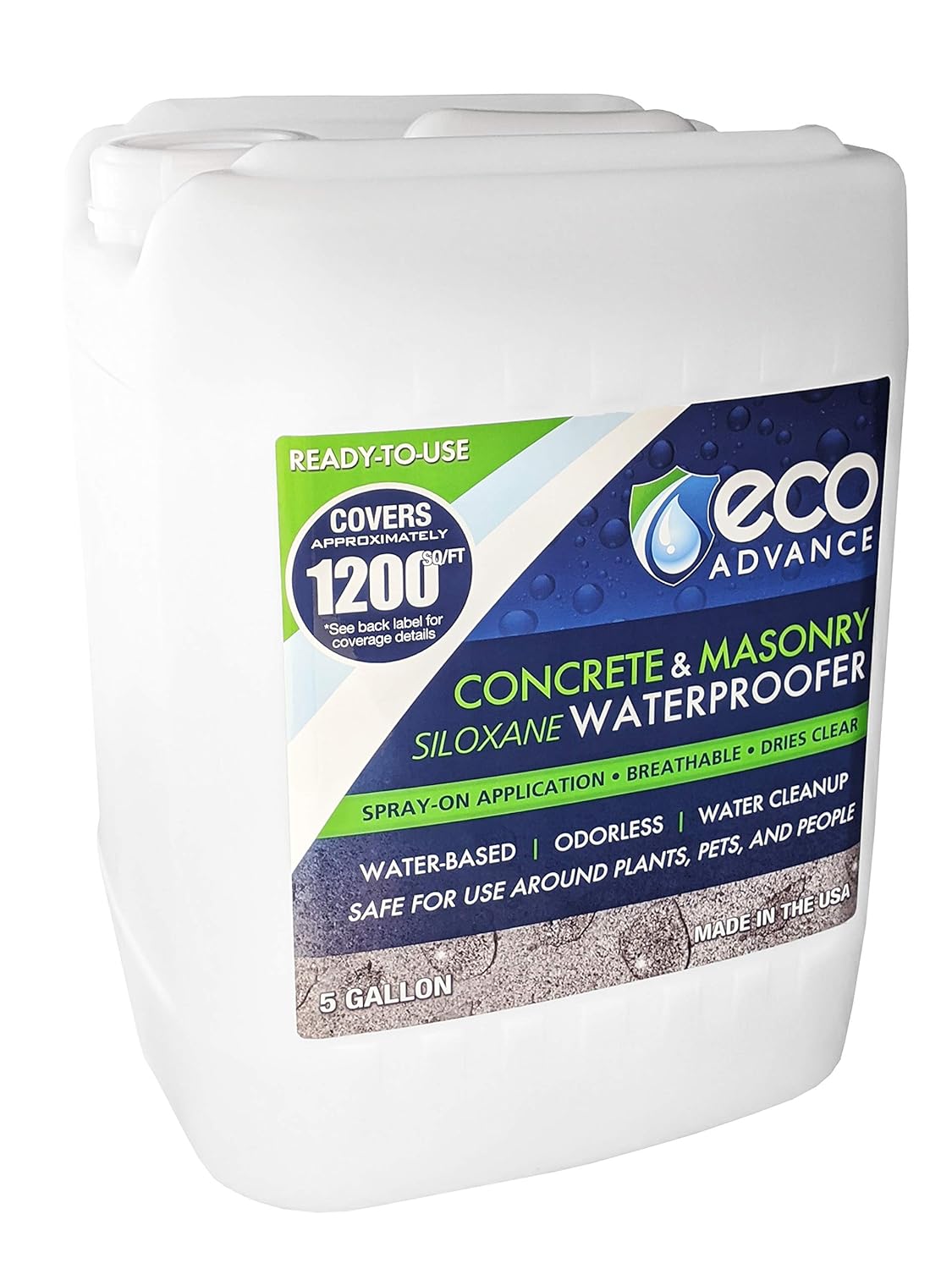 Eco Advance Concretomampostería Siloxano Aplicación en aerosol sin olor Concentrado impermeabilizante, seguro para usar alrededor de plantas,
