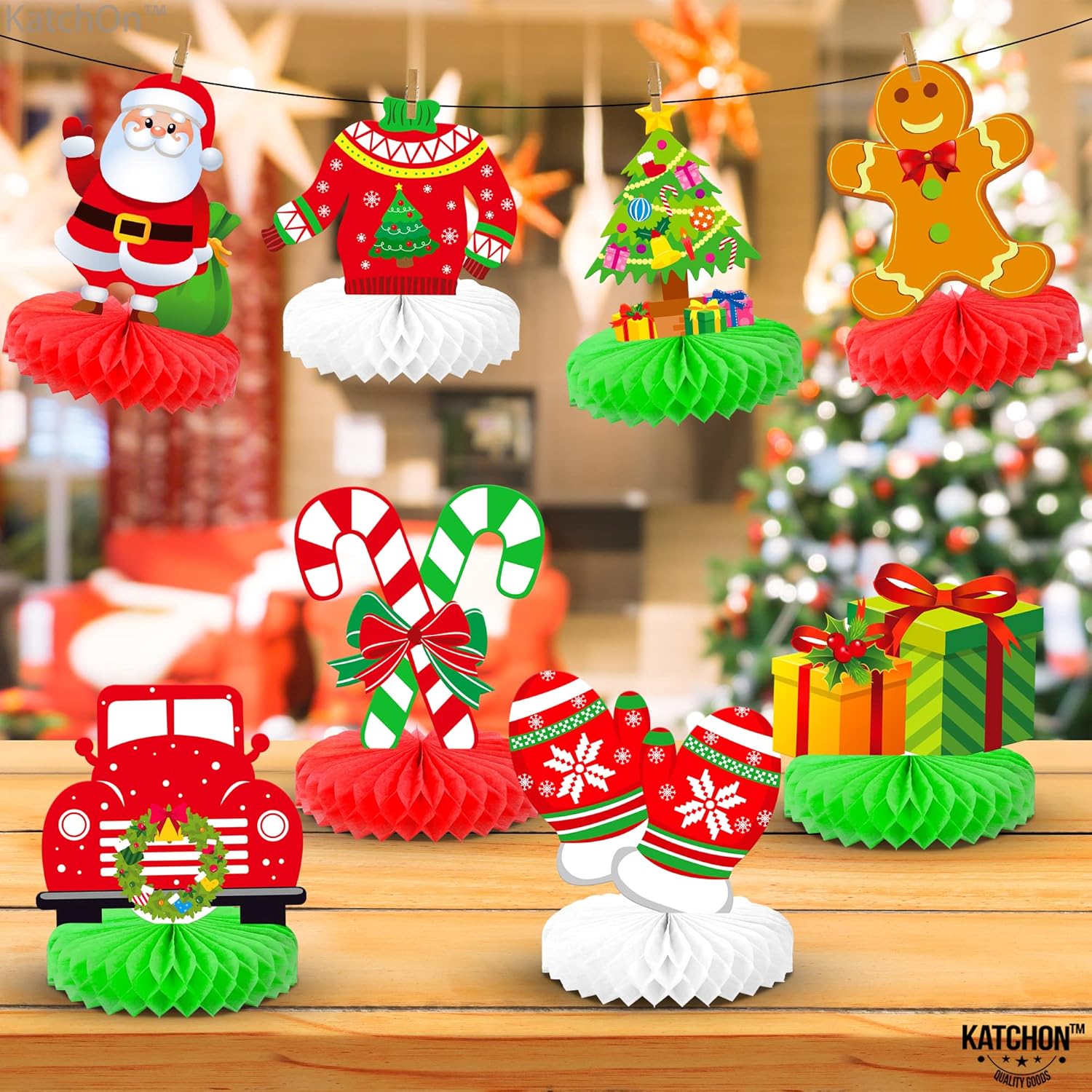 KatchOn, Centros de mesa de Navidad para mesas, paquete de 8  Centros de mesa de Navidad, mesa de camión de Navidad para decoraciones de mesa de