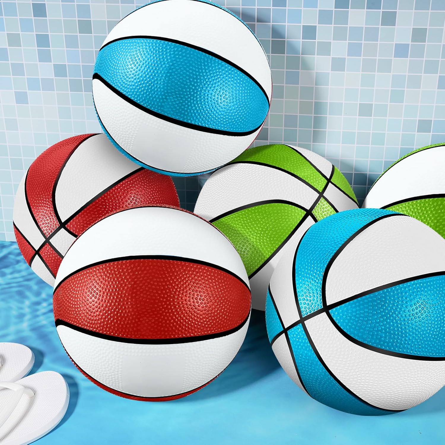12 piezas de baloncesto para piscina, operación de Navidad, 9 pulgadas, baloncesto acuático a granel con bomba para piscina, mini aro de interior,
