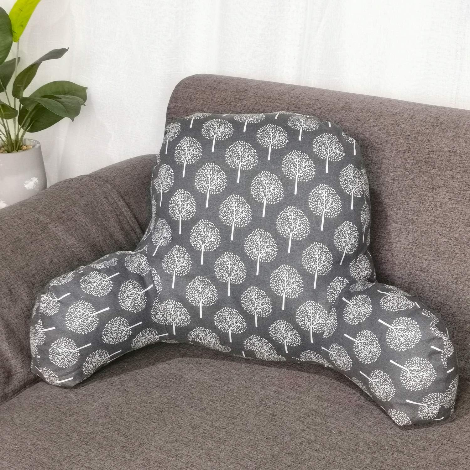 XSlive Almohada de lectura estampada bohemia con brazos de apoyo, almohada suave para descansar en la cama, cojín de apoyo para la espalda para