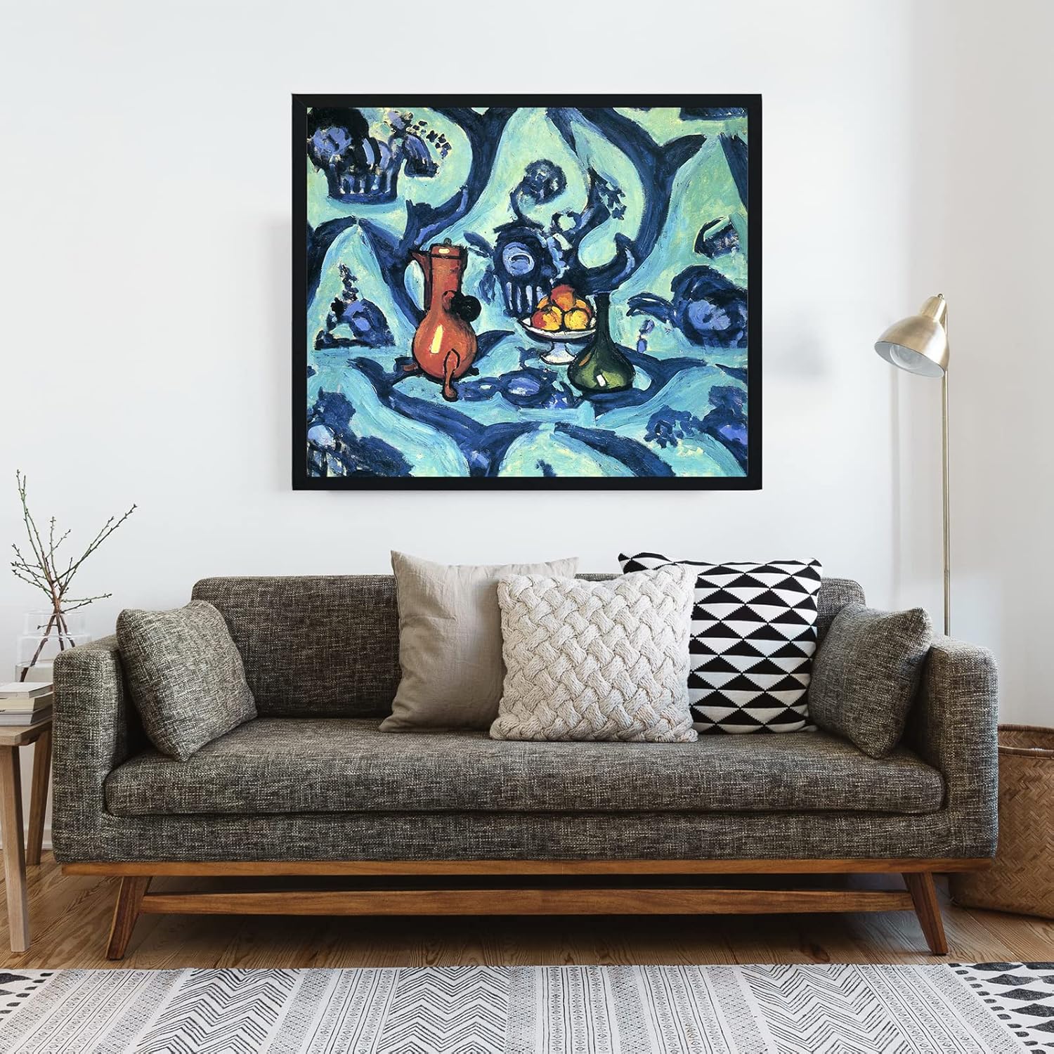 Henri Matisse – Lienzo decorativo para pared, naturaleza muerta con mantel azul, arte famoso, arte fino, pinturas al óleo, arte de reproducción para