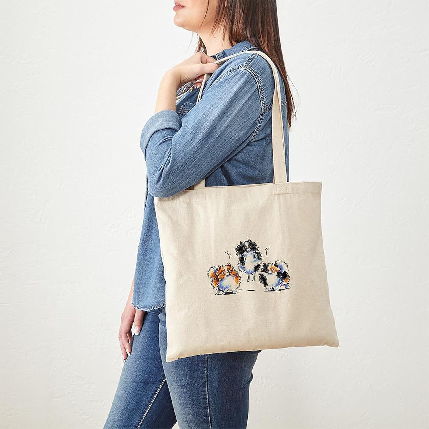 CafePress Parti Pomeranians Tote Bag Natural Canvas Tote Bag, Cloth Shopping Bag