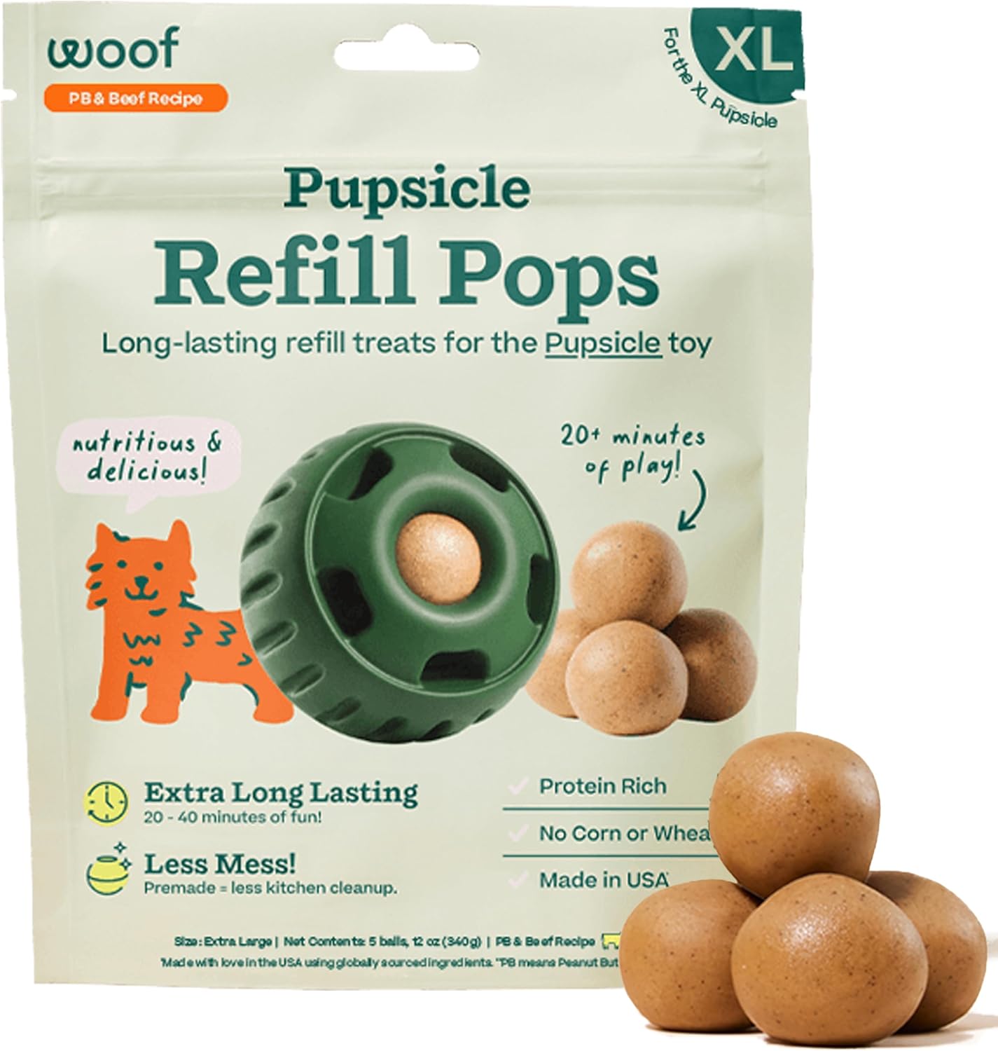 WOOF Pupsicle Pops, deliciosas golosinas para perros de larga duración, repuestos para el Pupsicle, golosinas de repuesto prefabricadas para perros,