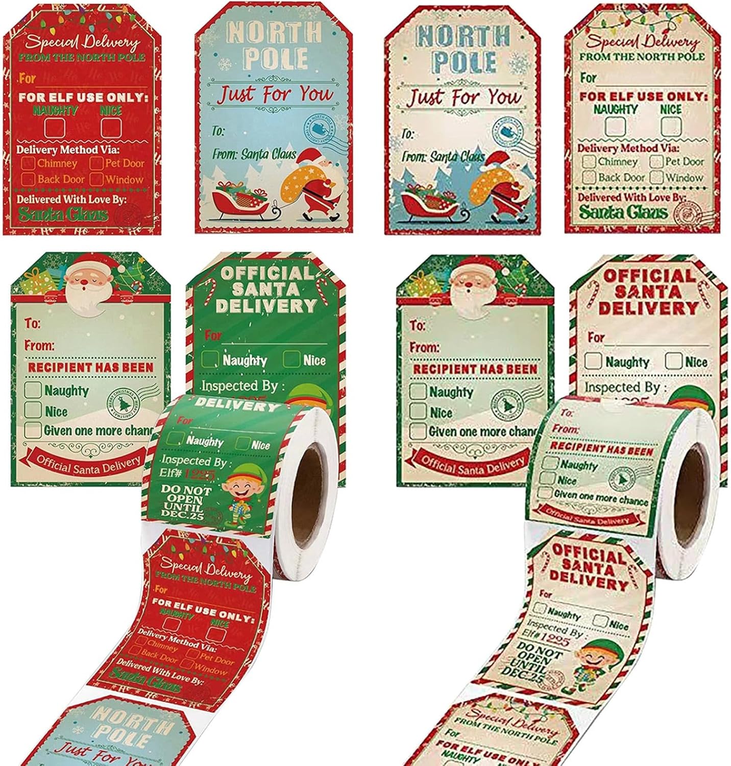 200 calcomaníasrollo de calcomanías de Navidad, decoración de vacaciones, regalo, calcomanías autoadhesivas, calcomanías de la naturaleza para