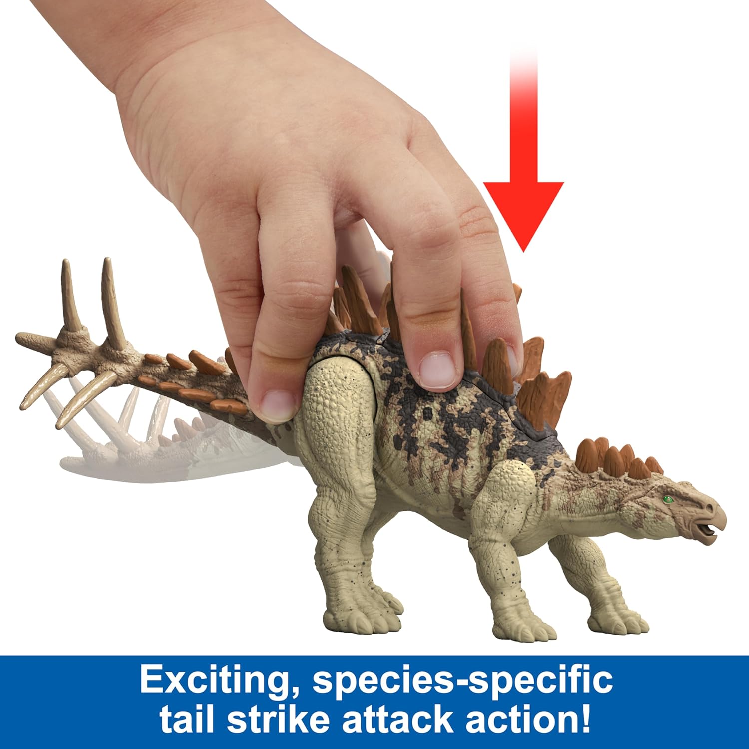 Mattel Jurassic World Strike Attack Tuojiangosaurus – Juguete de dinosaurio con acción de golpe único, articulaciones móviles, figura de acción con