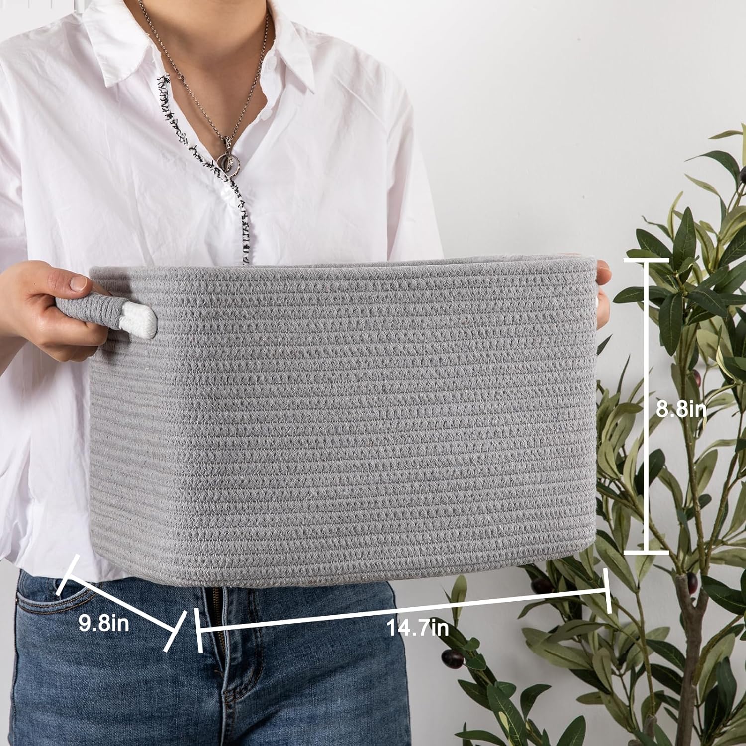 OIAHOMY Cesta de almacenamiento, cestas tejidas para almacenamiento, cesta de juguetes, contenedores de almacenamiento decorativos, canasta de