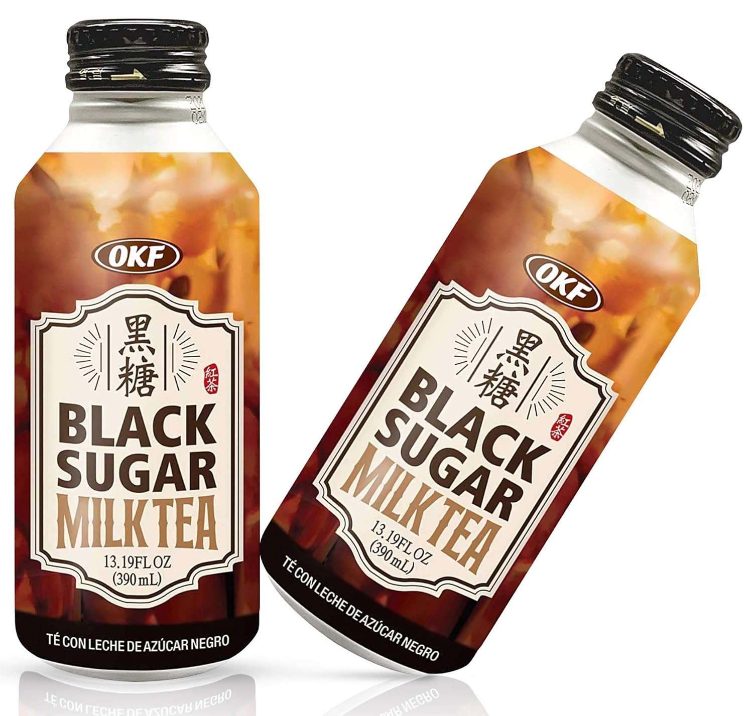OKF Té con leche de azúcar negro, 13.19 onzas líquidas (paquete de 20)