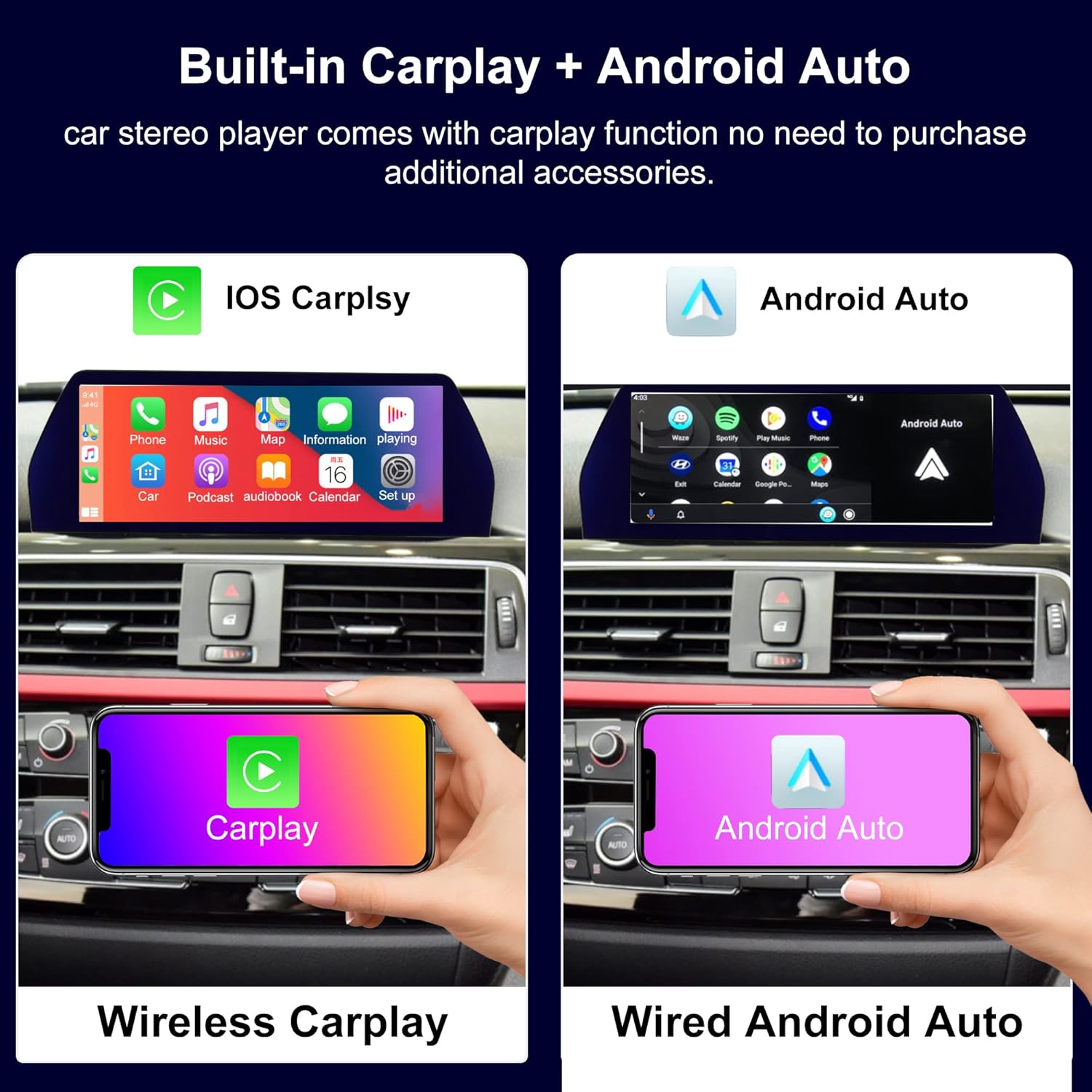 Navegador GPS del coche de 12.3 pulgadas para BMW 3 Serie 4 Serie F30 F31 F32 F33 F34 F36 Android 12 Blu-ray pantalla táctil CarPlay (sistema NBT,
