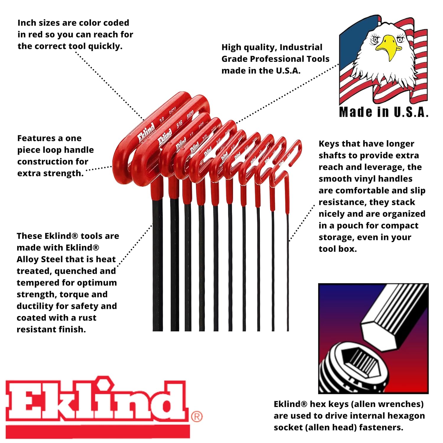 EKLIND 51920 516 Inch Cushion Grip Hex T-Key llave allen llave en T