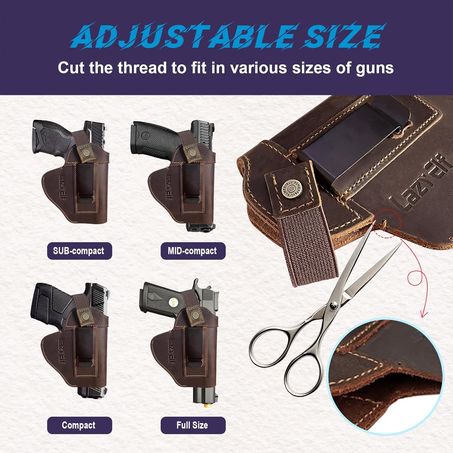 lazyElf Funda de pistola de cuero genuino para pistolas, pistolas, diestros, zurdos, transporte oculto para Glock 194343X, Taurus G2CG3CG3 tamaño