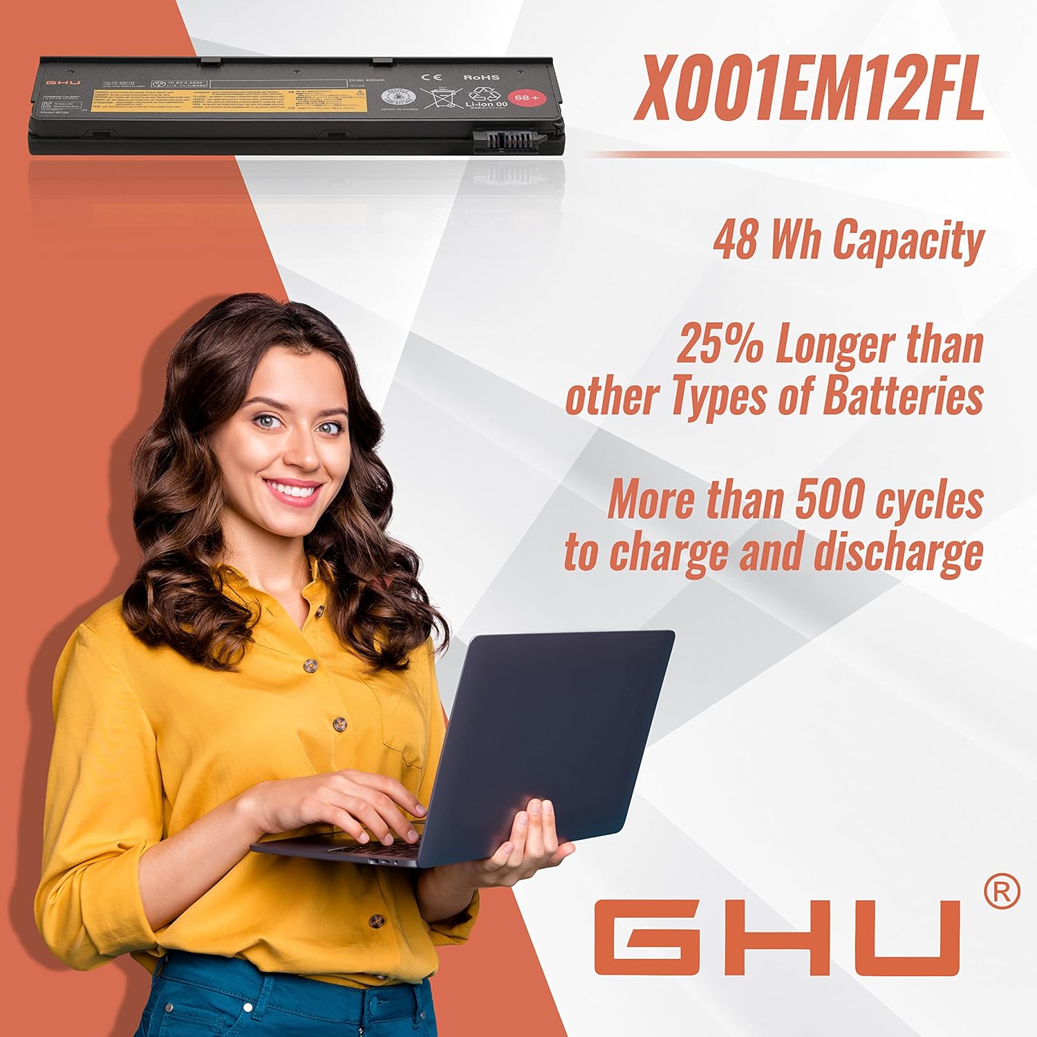GHU Premium 48 WHR 68+ 0C52861 0c52862 0c52862 compatible con batería Lenovo T460, Lenovo ThinkPad W550s, batería Lenovo T450s, probada por UL,