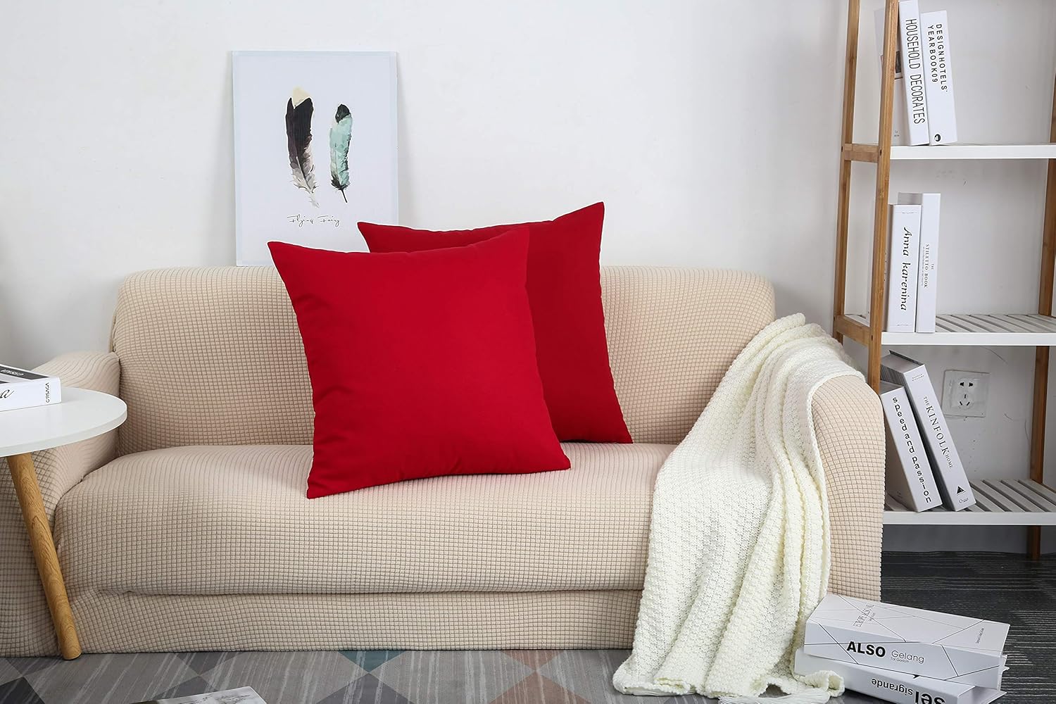TangDepot – Funda de almohada hecha a mano 100% lona de algodón, Algodón, Rojo (Christmas Red)