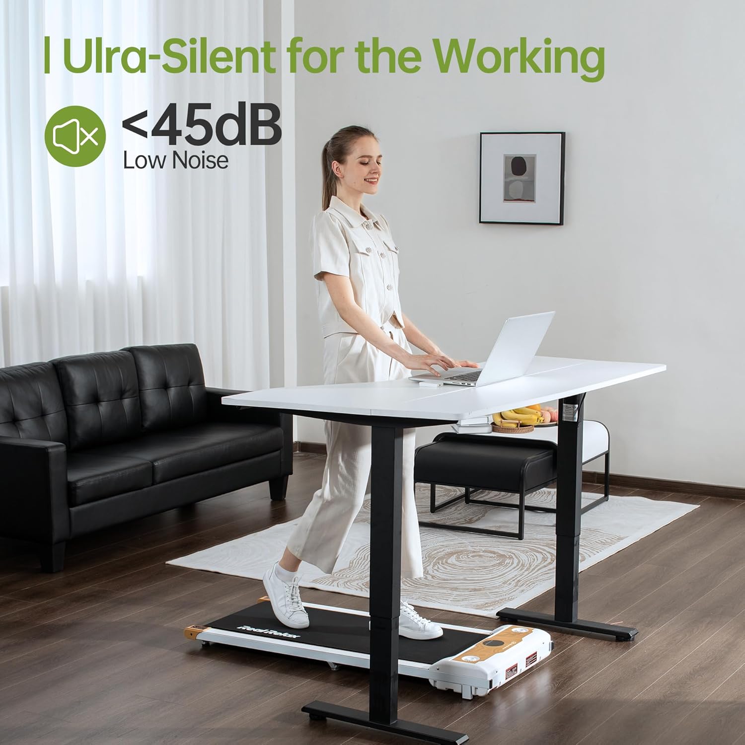 Real Relax Cinta de correr para debajo del escritorio, caminadora plegable eléctrica con altavoz Bluetooth y control remoto para uso doméstico y
