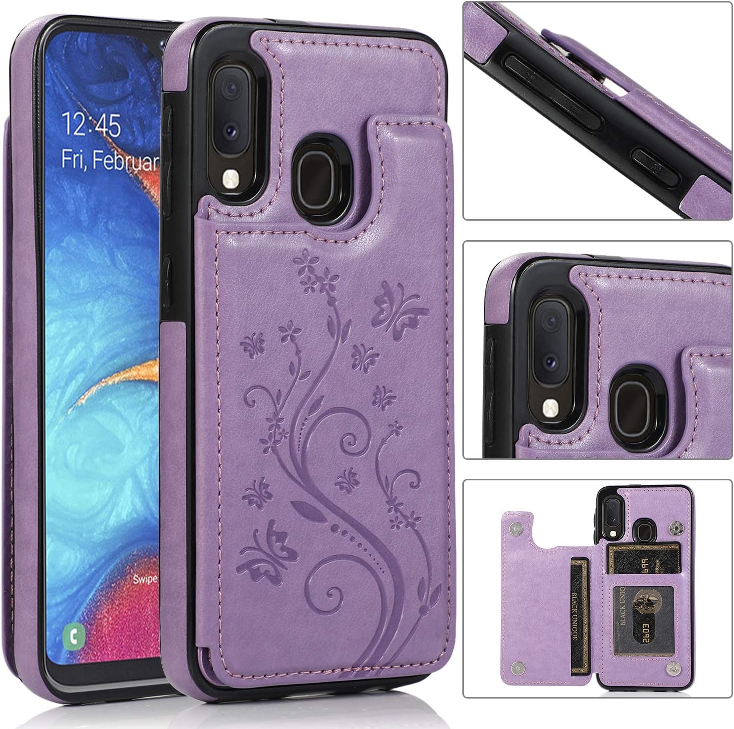 Funda de teléfono para Samsung Galaxy A10eA20e con protector de pantalla de vidrio templado y tarjetero con soporte para tarjetero, accesorios de