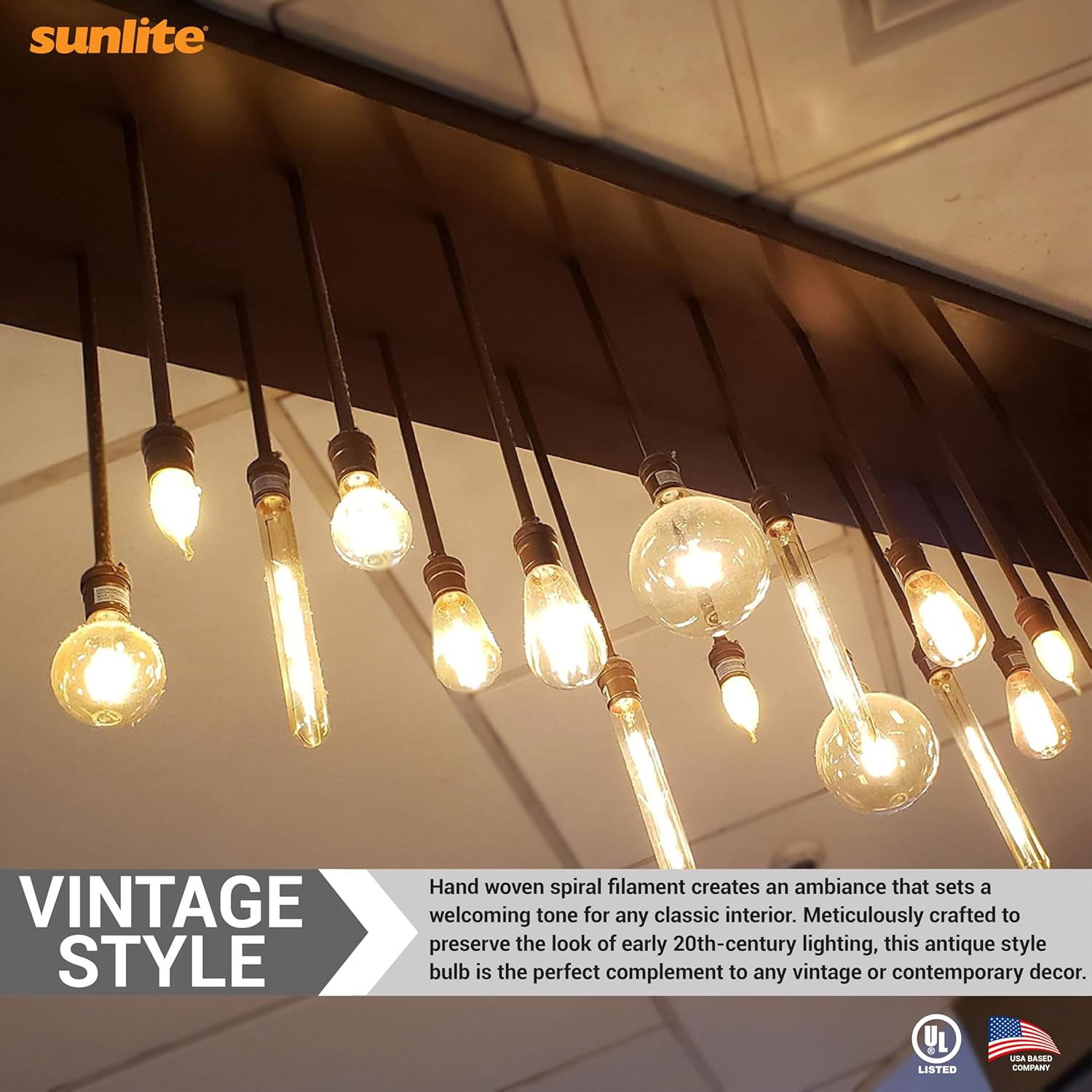 Sunlite 41150 – Bombilla tubular de filamento LED T10, 6 vatios (equivalente a 60 W), 600 lúmenes, base E26 media, regulable, 5.039 in,
