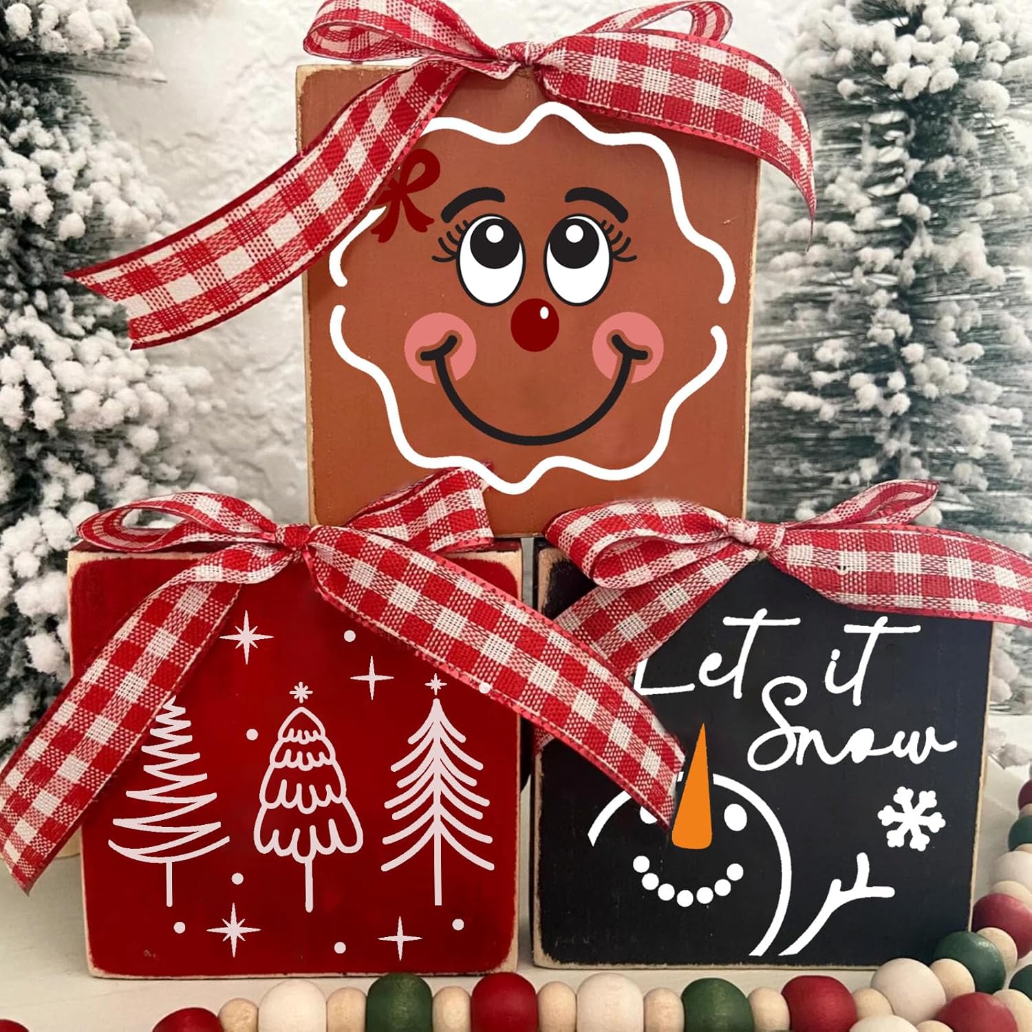 Plantillas de Navidad de 3 pulgadas para pintar sobre madera, 30 plantillas pequeñas de Navidad para árbol de Navidad, bandeja escalonada, bandeja