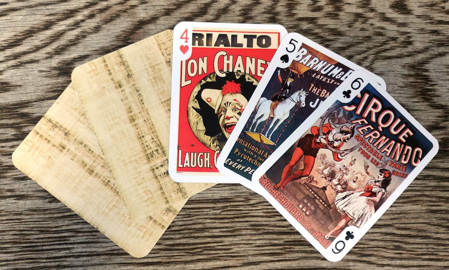 Cartas de circo retro (baraja de póquer 55 cartas todas diferentes) Vintage Circo Payasos Animales Himnast Atleta Vintage Barnes Circus Poster