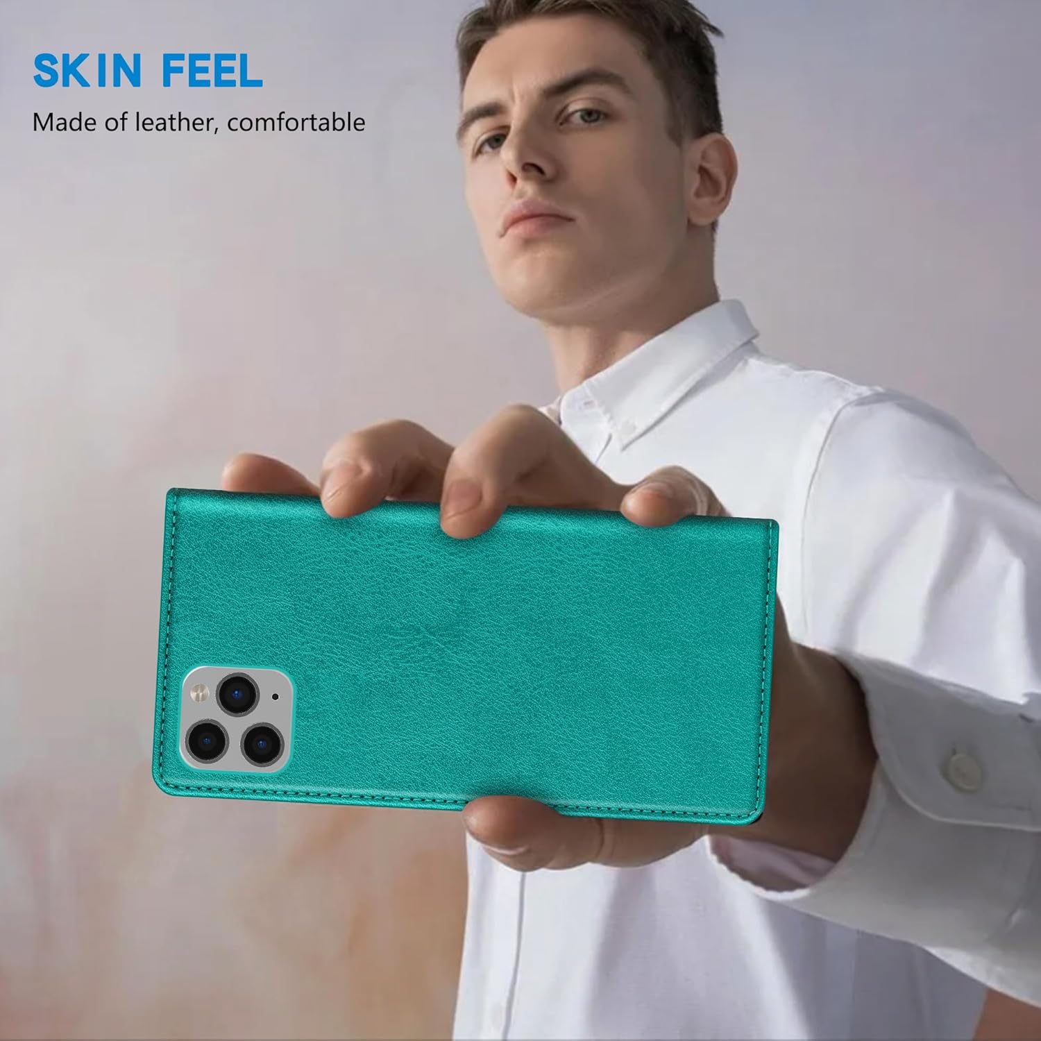 ZZXX Funda tipo cartera para iPhone 11 Pro Max con bloqueo RFID, soporte de ranura para tarjetas, funda protectora de cuero magnético fuerte