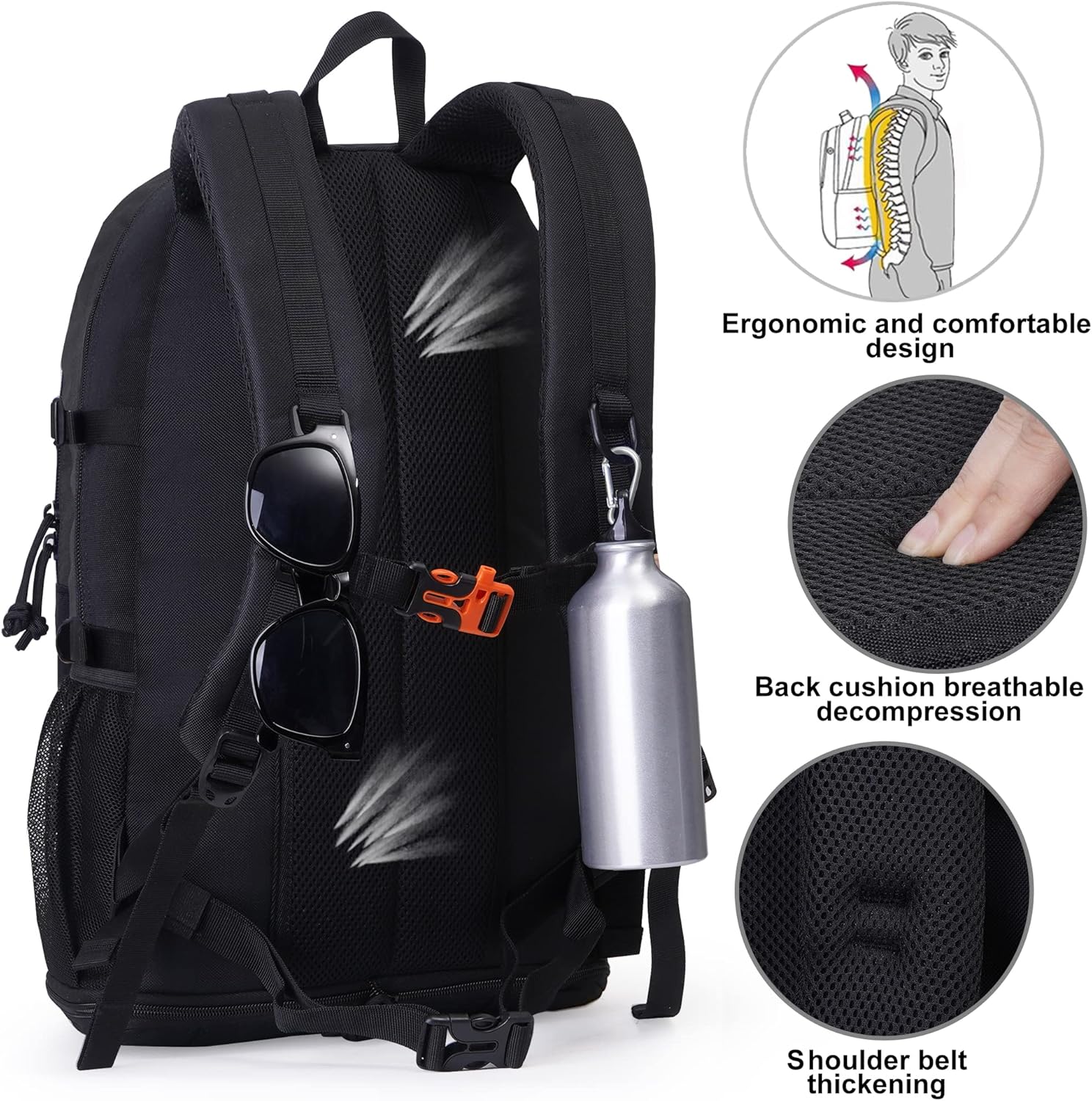 SEMSTY Mochila de senderismo, 30L40L50L, mochila de senderismo expandible para hombres y mujeres, mochila de viaje aprobada para vuelos