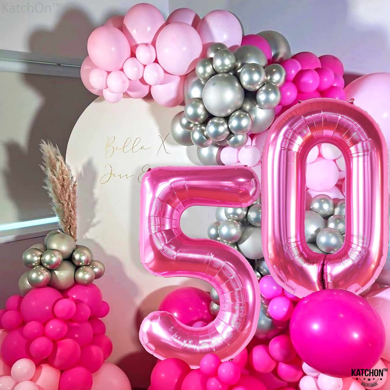 KatchOn, Globo rosa intenso del número 50, 40 pulgadas, globo rosa intenso de cumpleaños 50, decoraciones de cumpleaños 50 para mujer, globo rosa
