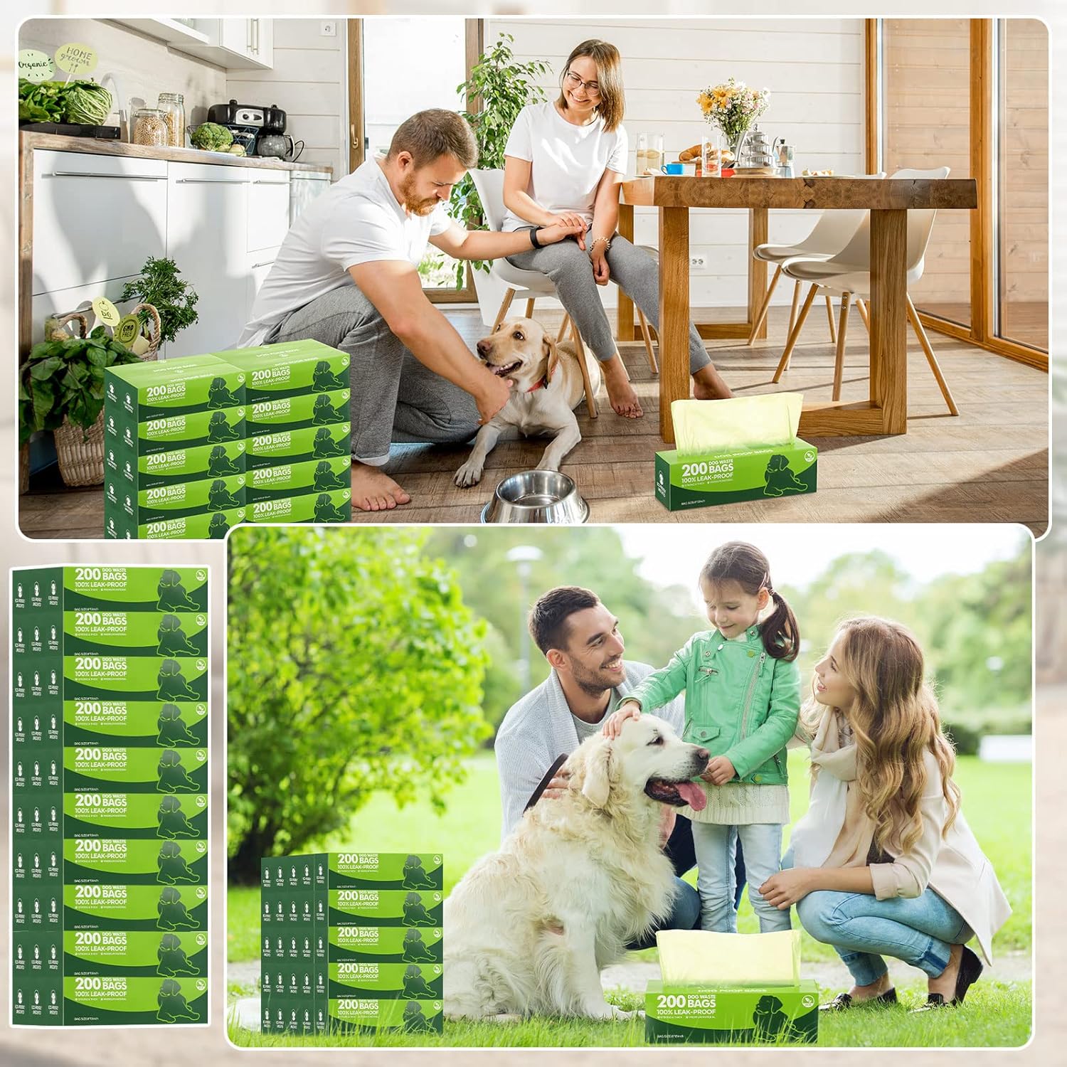 Sherr 20 rollos en caja, 4000 unidades, bolsas para excrementos de perro, a prueba de fugas, bolsas universales para desechos de mascotas, bolsas