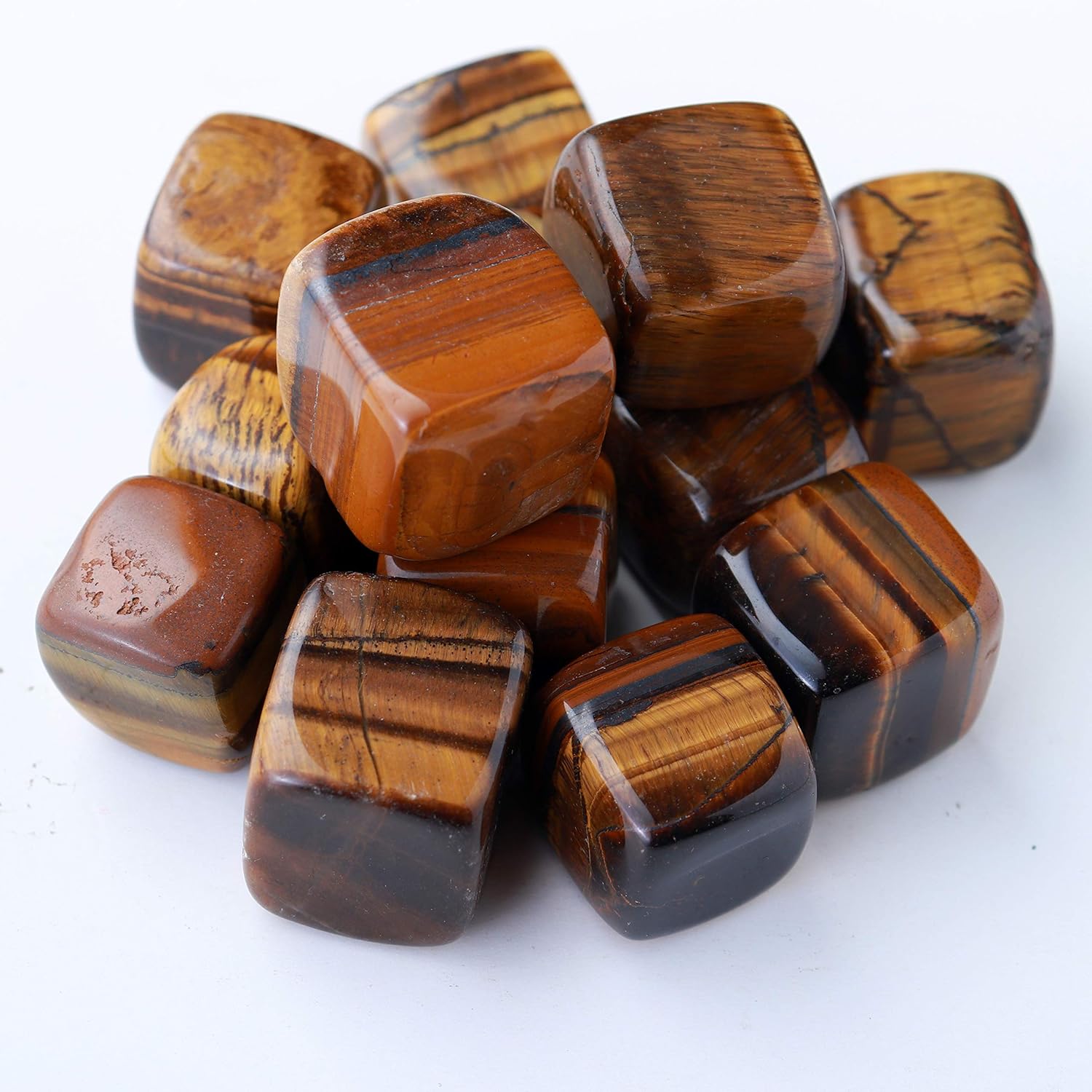 Runyangshi Piedras pulidas de cristal de ojo de tigre natural de 0.78 pulgadas, cubo pulido de cuarzo Crytsal para meditación de chakras, equilibrio