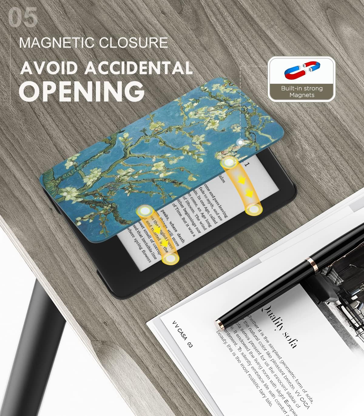 MoKo Funda compatible con Kindle de 6″ (11. generación-2022), carcasa ligera con encendido y apagado automático para Kindle 2022 11 generación