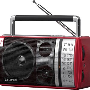LEOTEC Radio AM FM, radio Bluetooth portátil, enchufe de pared o funciona con pilas, la mejor recepción con conector para auriculares, de mano, LEOTEC Radio AM FM, radio Bluetooth portátil, enchufe de pared o funciona con pilas, la mejor recepción con conector para auriculares, de mano,