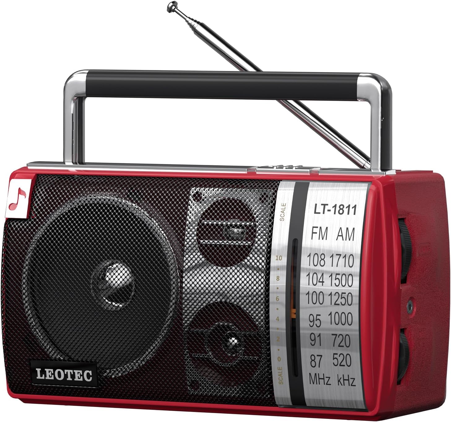 LEOTEC Radio AM FM, radio Bluetooth portátil, enchufe de pared o funciona con pilas, la mejor recepción con conector para auriculares, de mano,