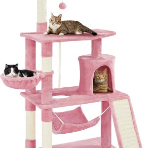 Yaheetech 63.5 H Cat Tree, Multi Level Cat Tree Condo with Basket Hammock Scratching Post, Cat Furniture for Indoor Cats Yaheetech 63.5 H Cat Tree, Multi Level Cat Tree Condo with Basket Hammock Scratching Post, Cat Furniture for Indoor Cats