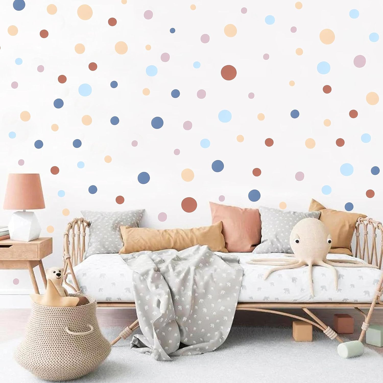 10 hojas de calcomanías de pared de lunares para dormitorio de niños, calcomanías de pared de lunares para habitación de bebé, calcomanías de pared