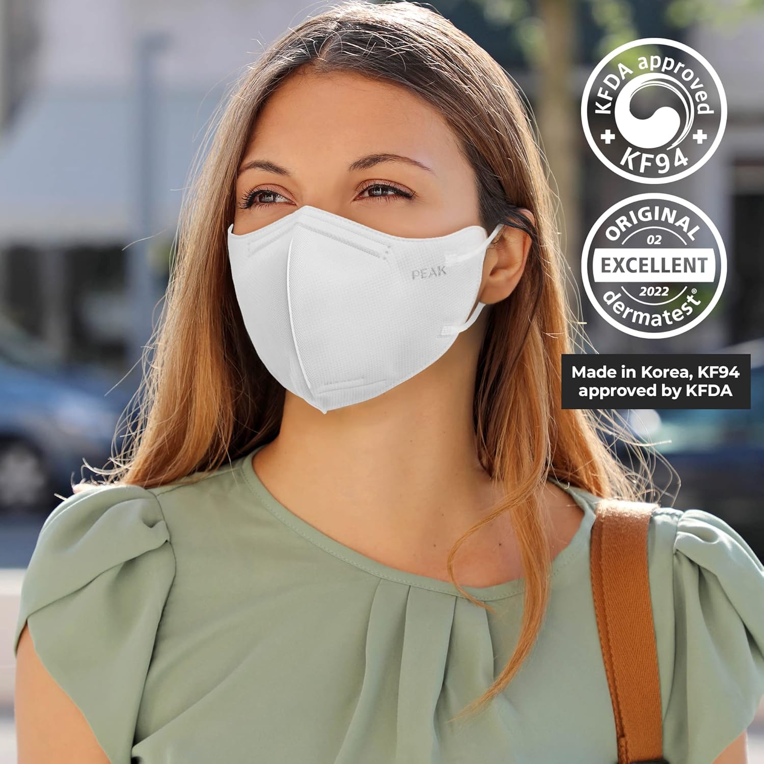 AER PEAK KF94 Disposable Face Masks Individually Wrapped, Breathable and Comfortable Micro Dust Protection Mask Made in Korea