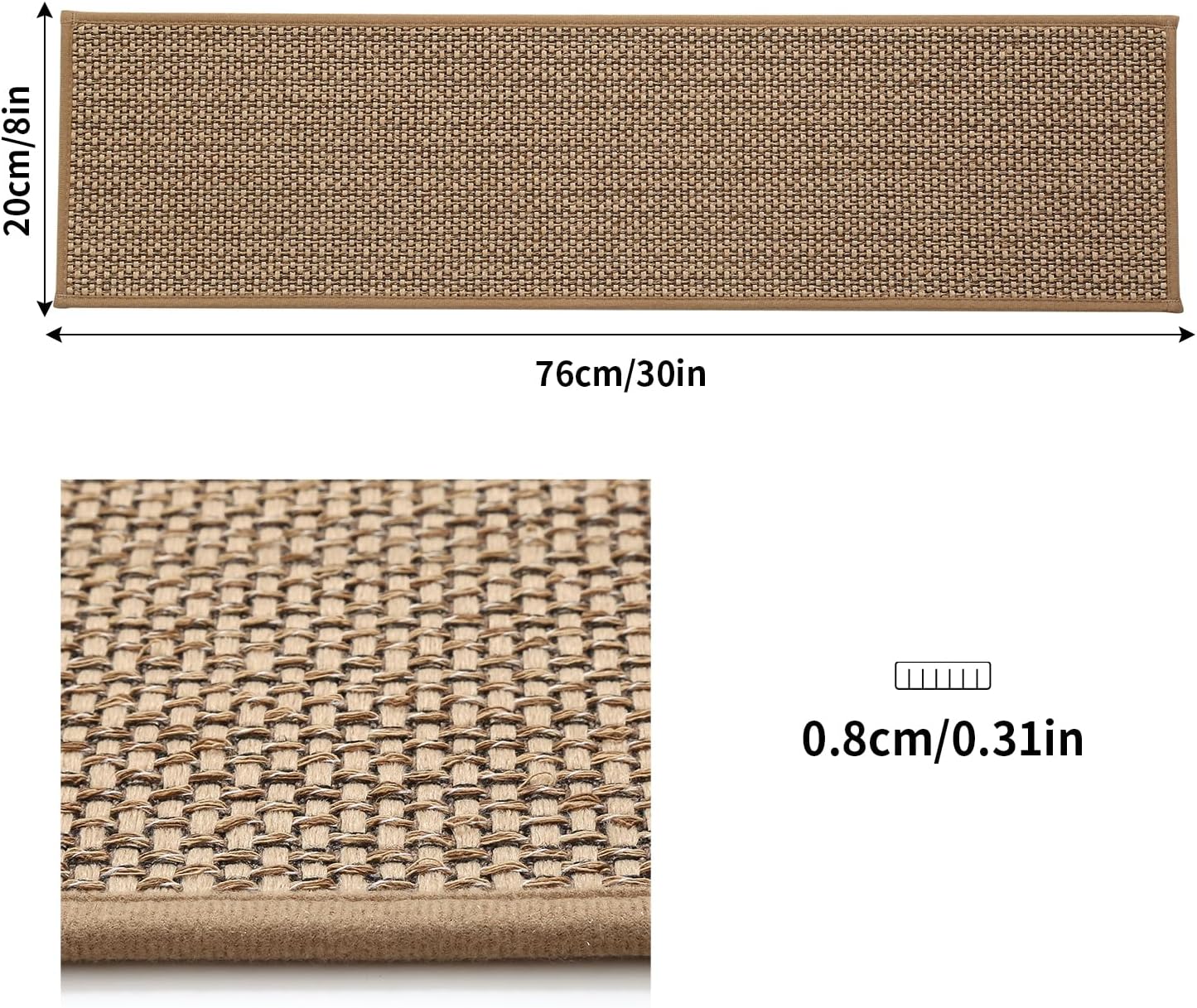 Qozary Peldaños de escalera para peldaños de madera para interiores, paquete de 15 peldaños de escalera, 8 x 30 pulgadas para escaleras alfombradas,