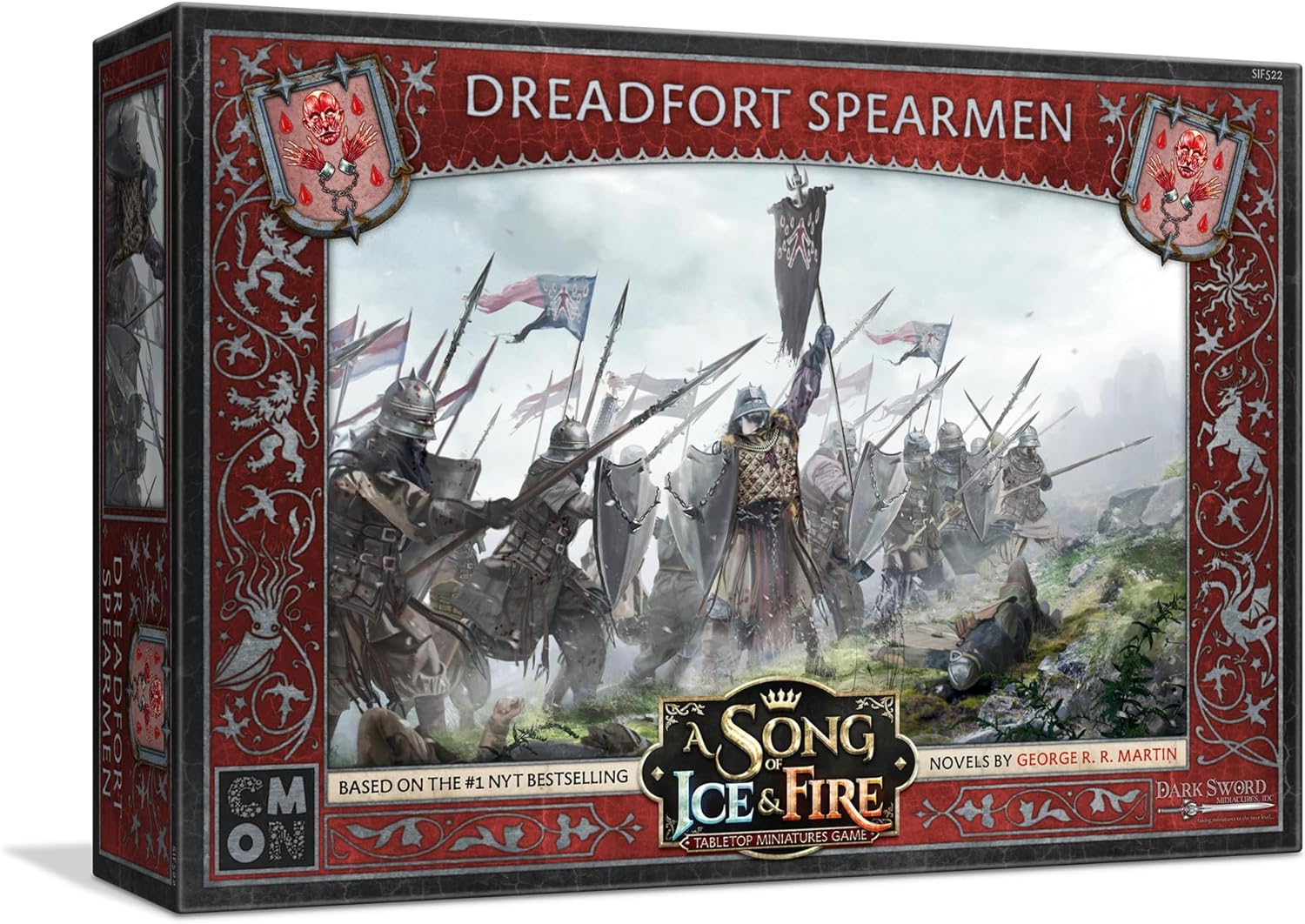 CMON Una canción de hielo y fuego juego de miniaturas de mesa Dreadfort Spearmen caja de unidad  Lealtad forjada en el norte frígido, juego de