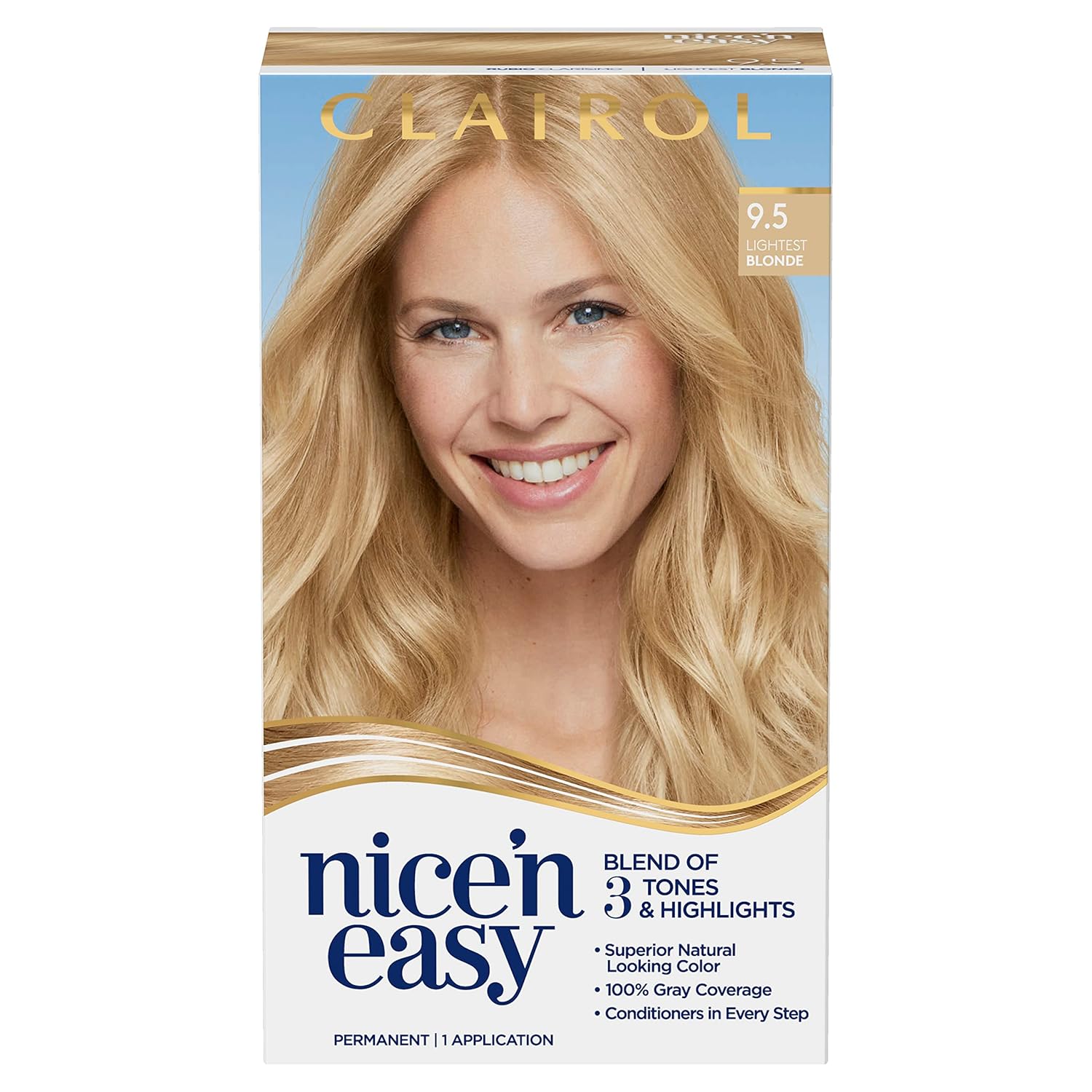 Clairol Nice’n Easy – Tinte permanente para el cabello, color rubio claro 9.5, paquete de 1 unidad