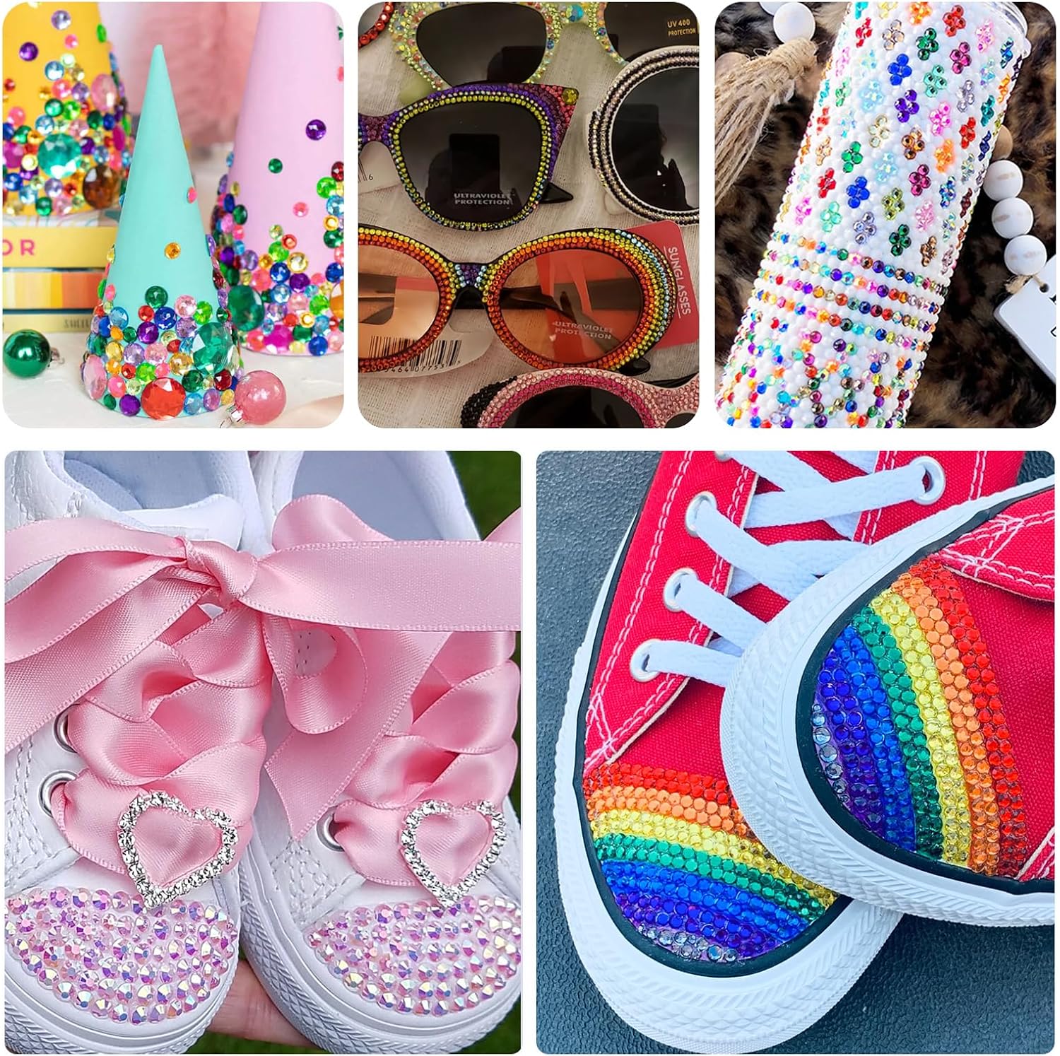 Briskbloom 10000 diamantes de imitación dorados brillantes para manualidades, zapatos, ropa, diamantes de imitación dorados con parte trasera plana
